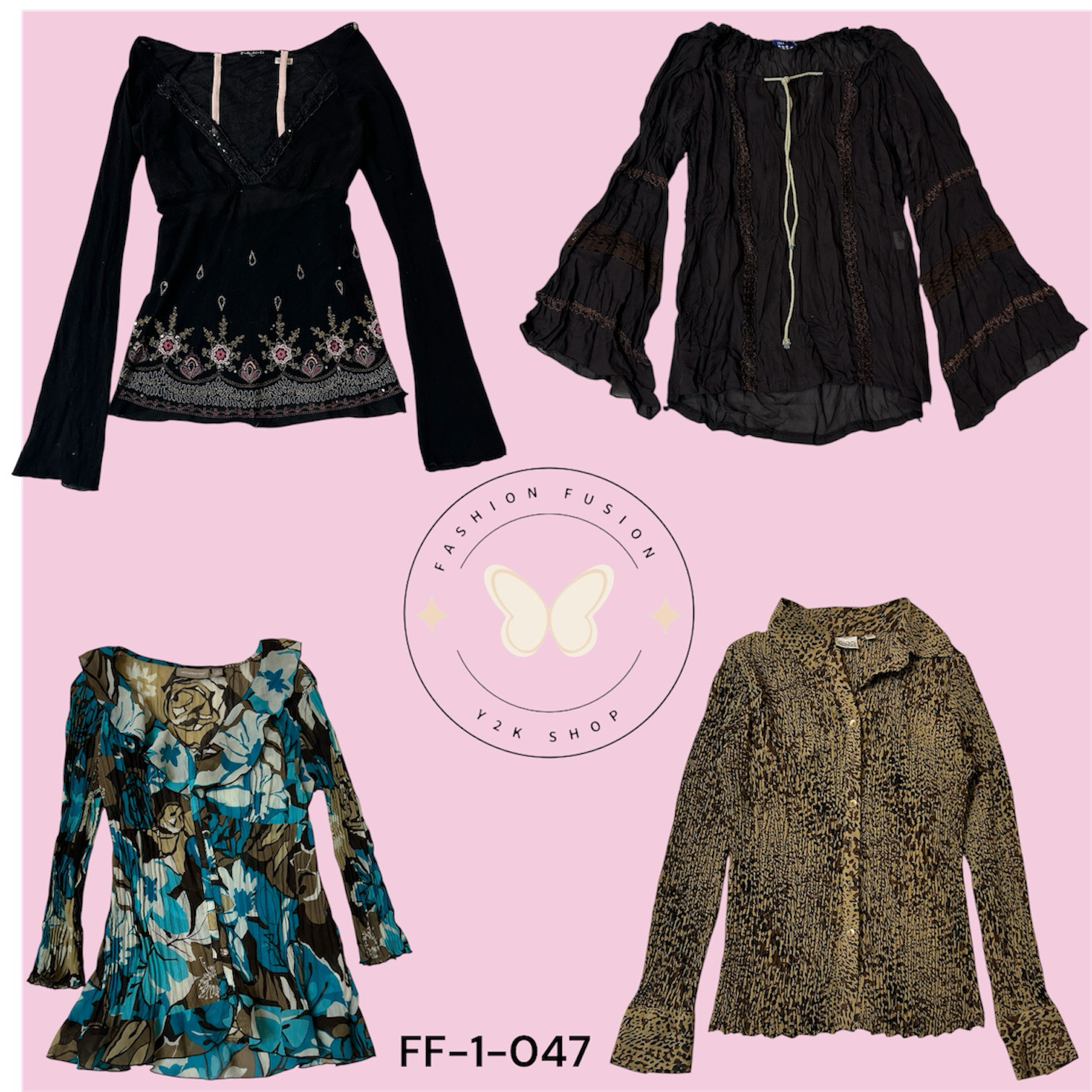 • Floral Printed Poly Mesh Blouse (FF-1-047)