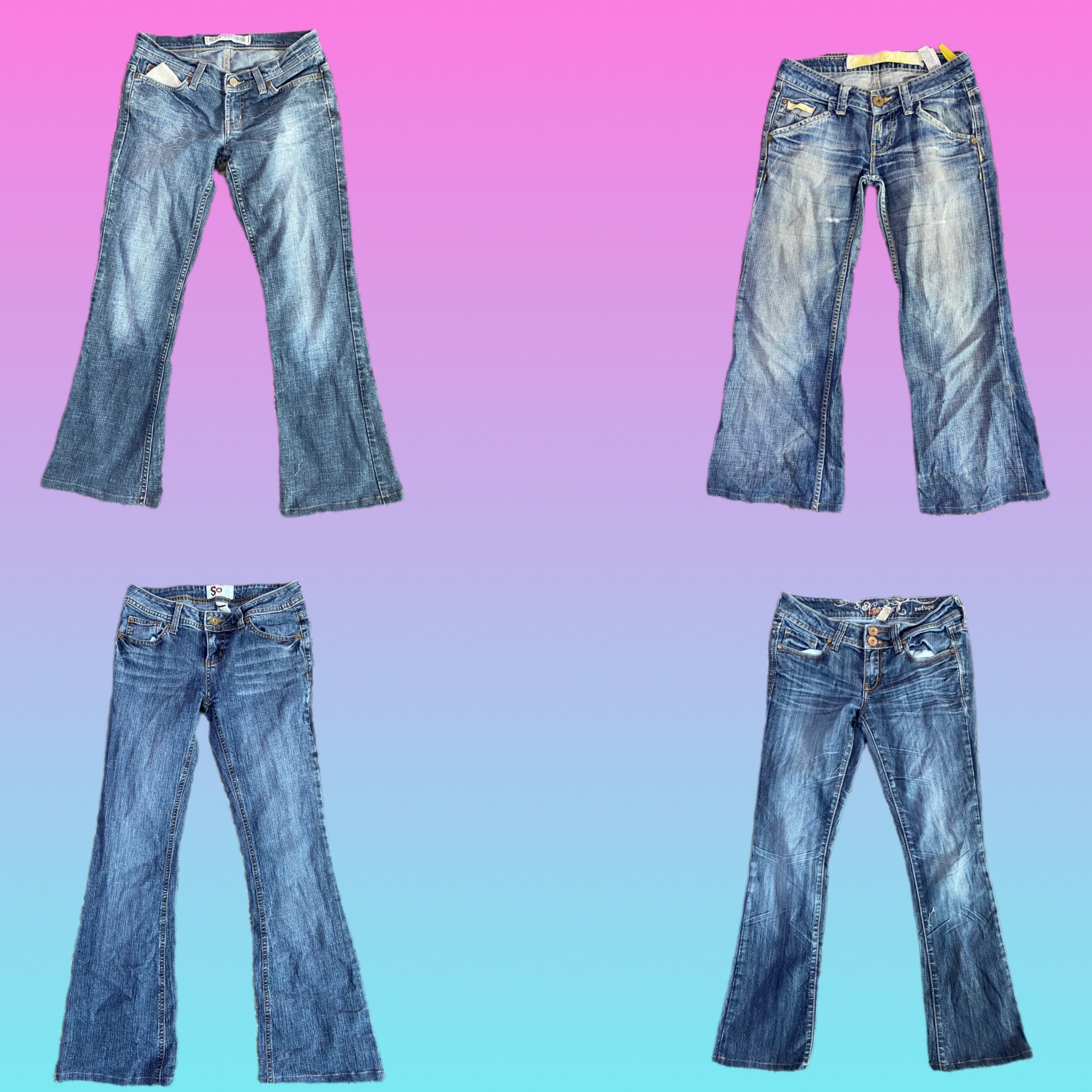 Jeans évasés en denim Y2K (TS-002)
