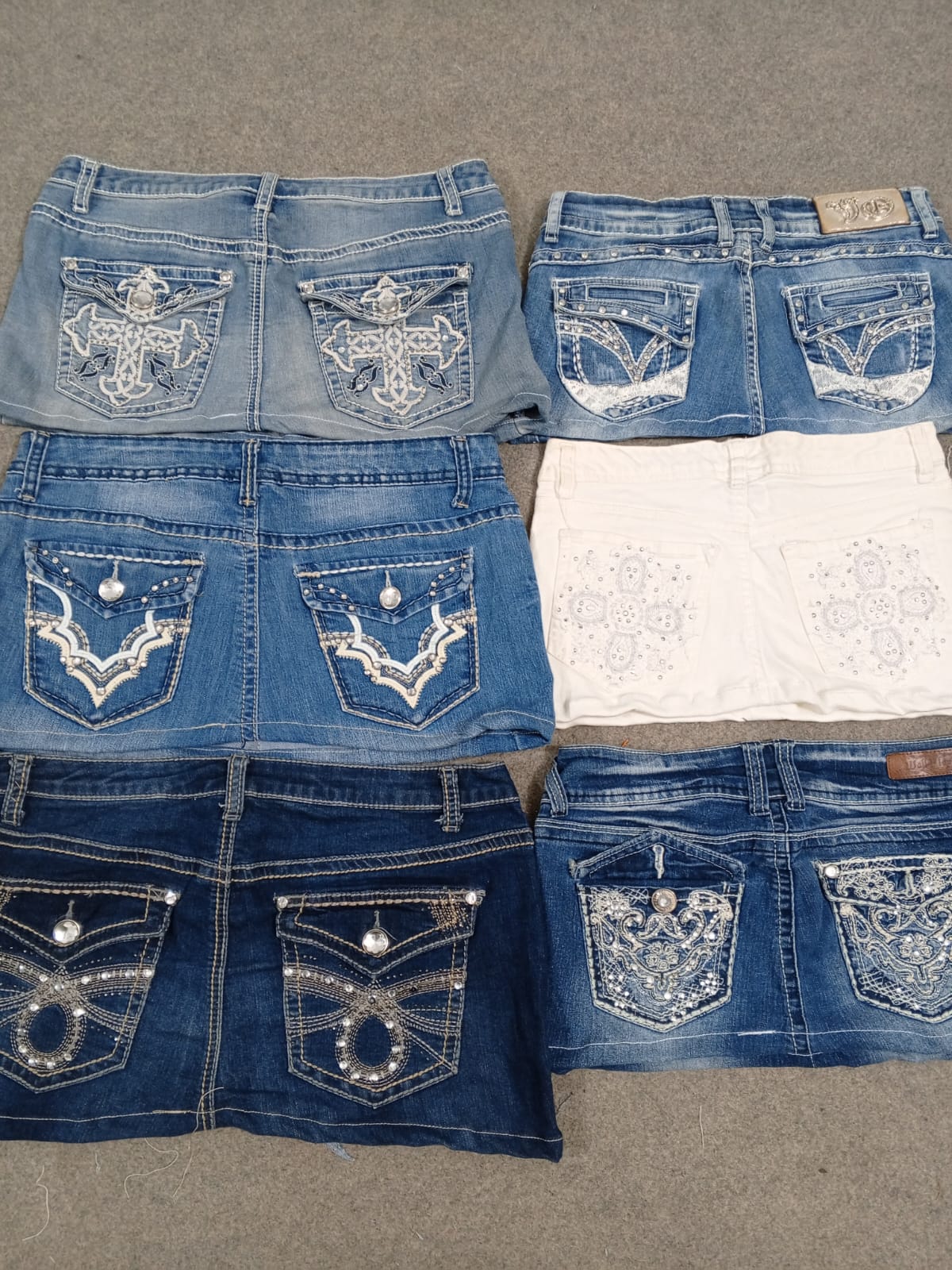 HD1321 Damen Upcycled Y2K Veredelte Denim Mikro Mini Röcke