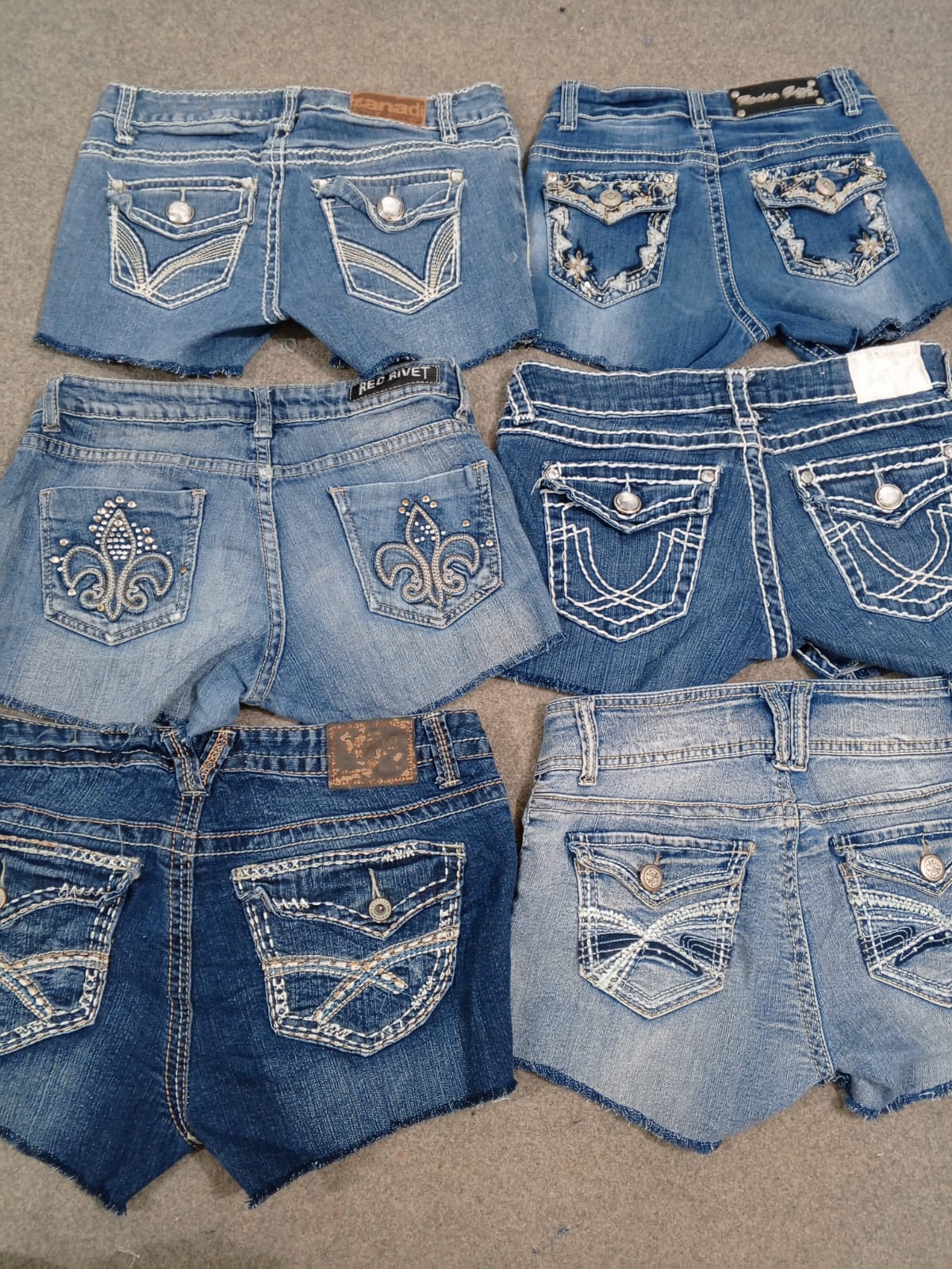 HD1318 Short en jean micro mini pour femmes upcyclé Y2K embellis