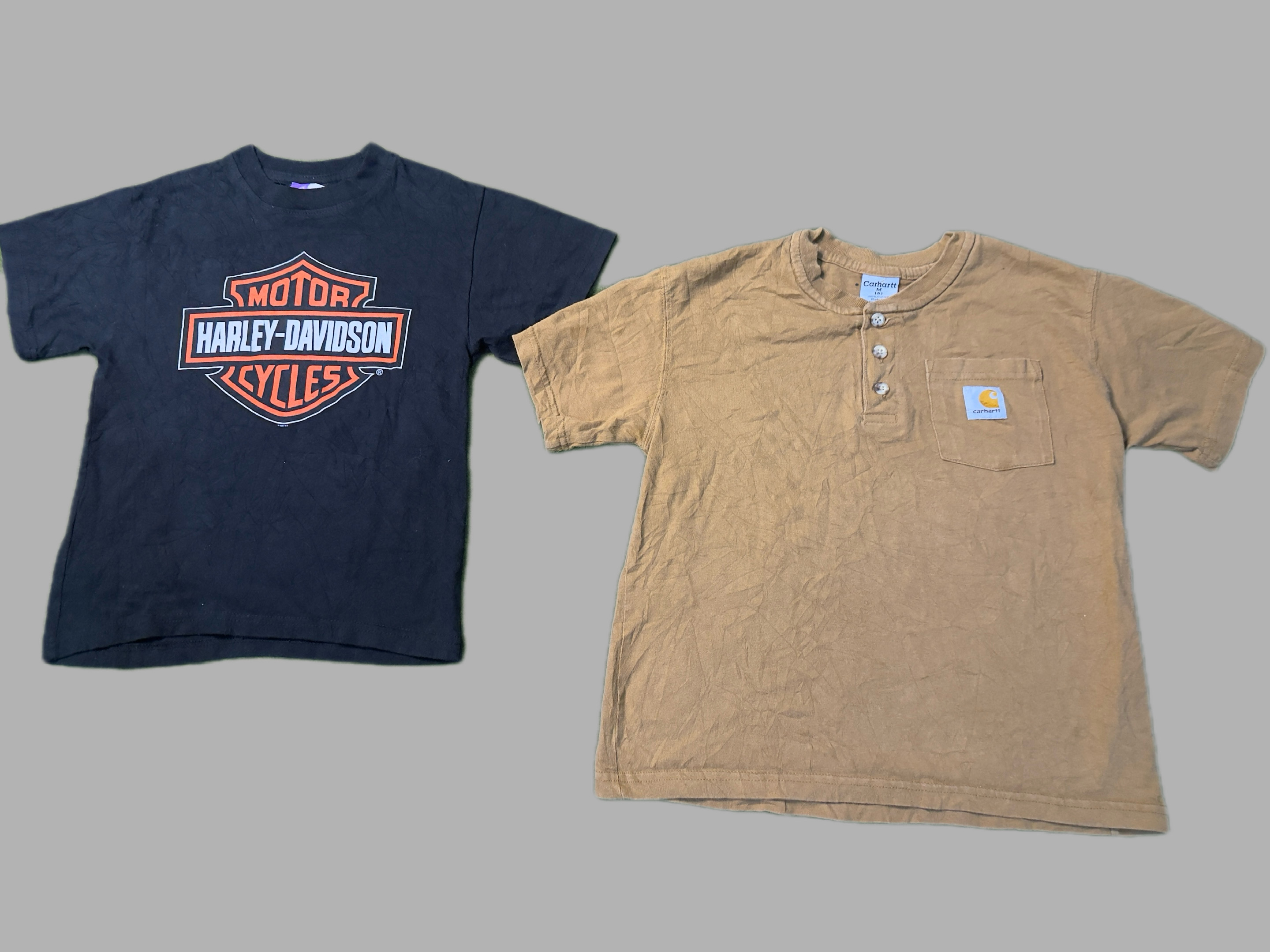 Kids carhart/Harley davidson t-shirts and long sleeves