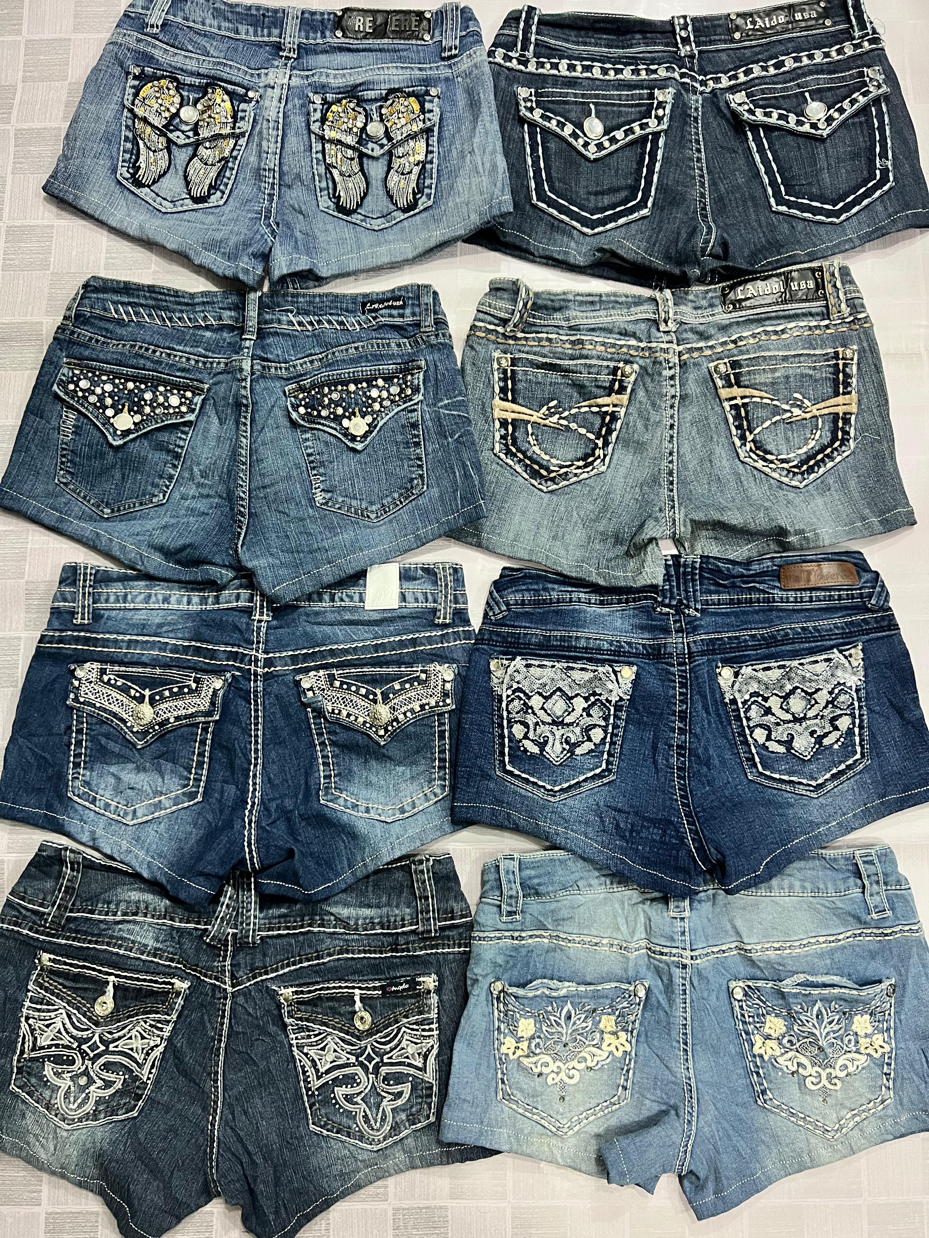 R373 Short en micro mini à embellissements pour femmes upcyclé