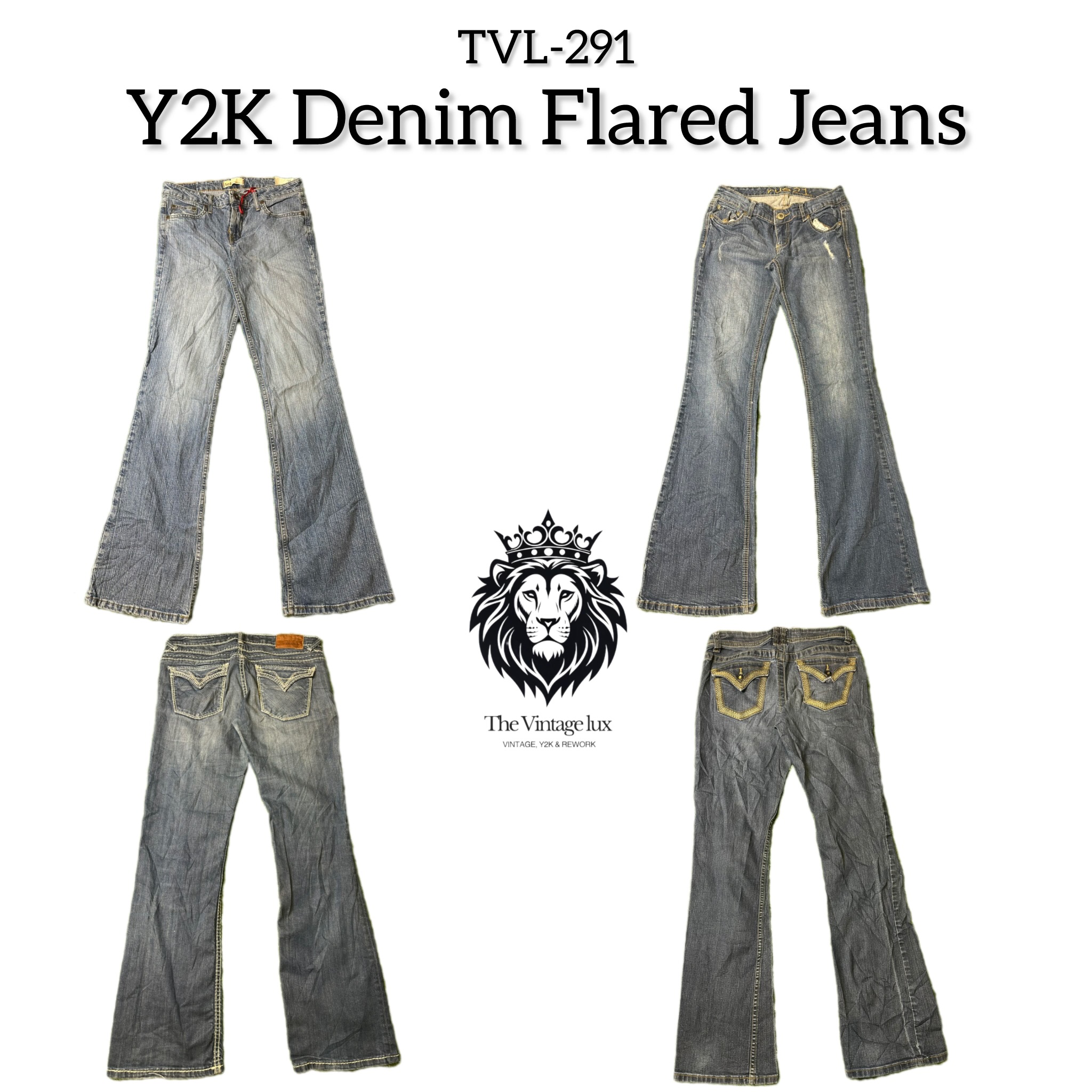 Y2K Denim Flared Jeans (TVL-291)