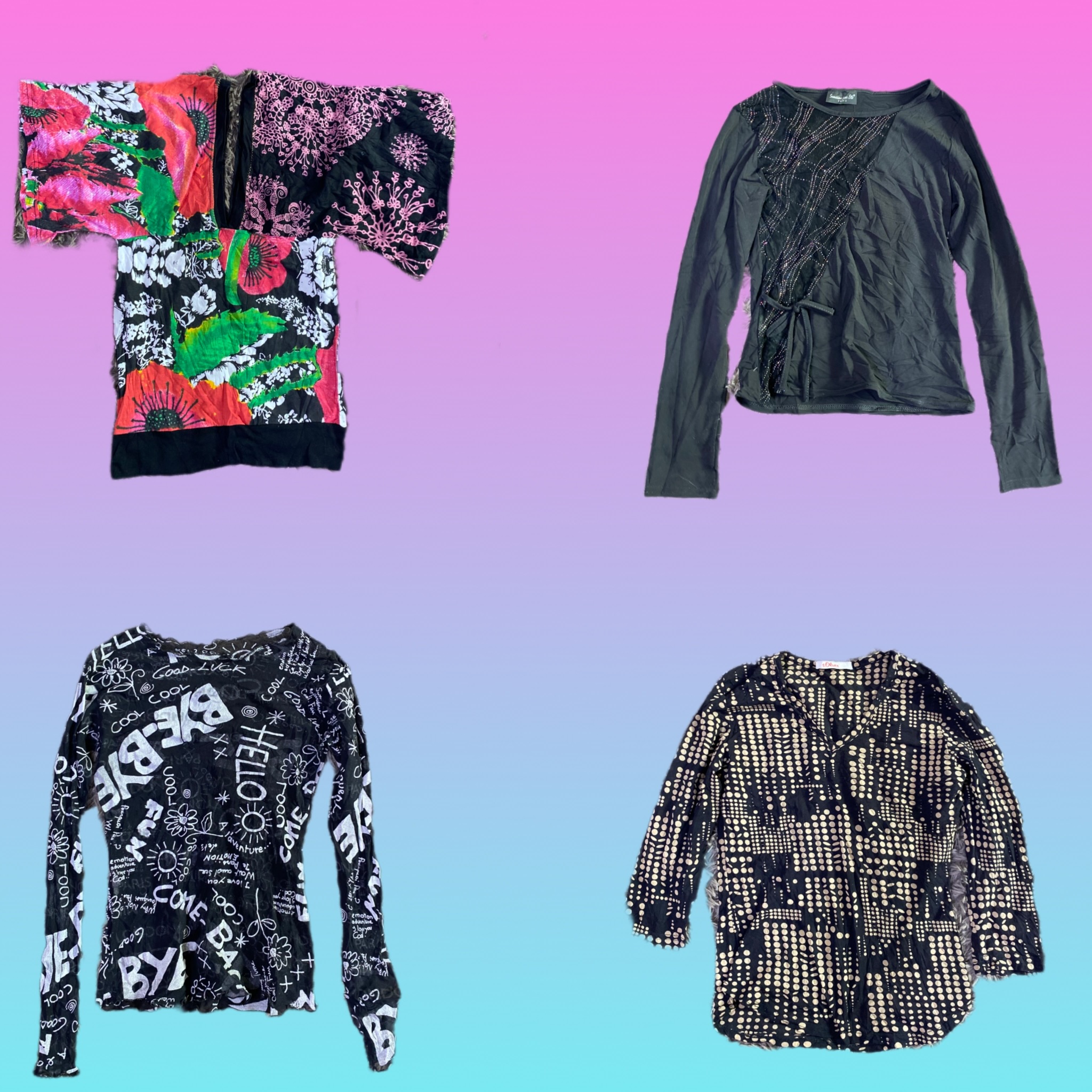 Y2K  lack Mesh Full sleeve Tops (TS-017)