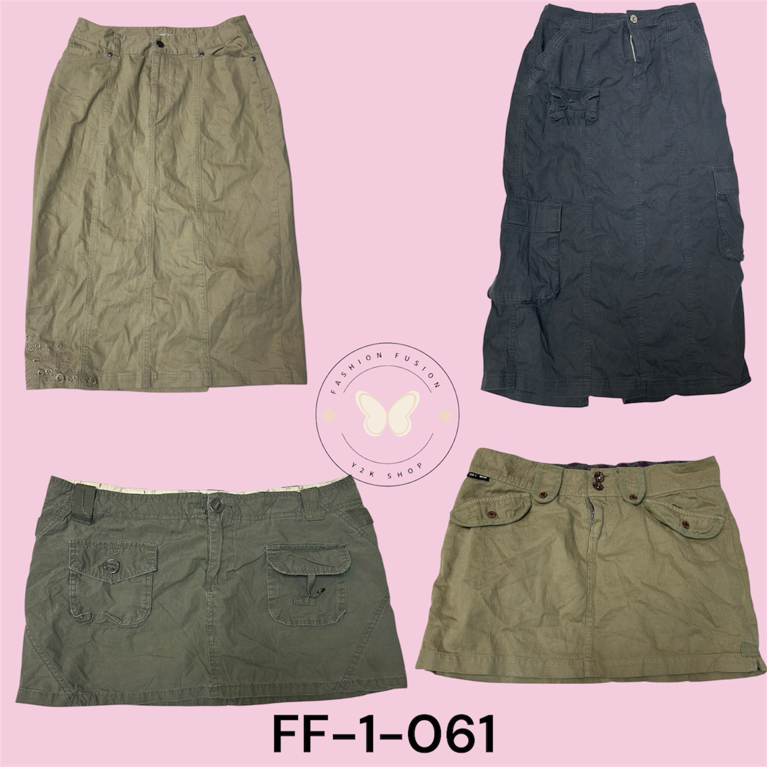 Cotton Cargo Skirt with Utility Pockets (FF-1-061)