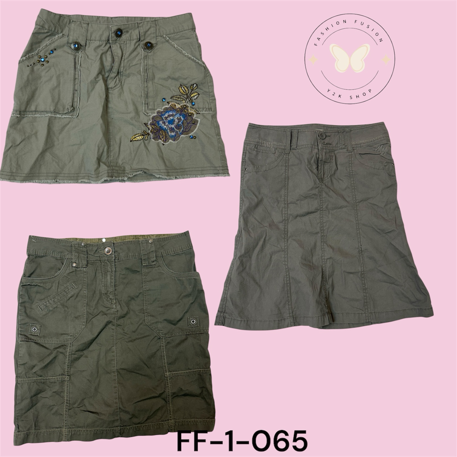 Casual Cotton Cargo Midi Skirt (FF-1-065)