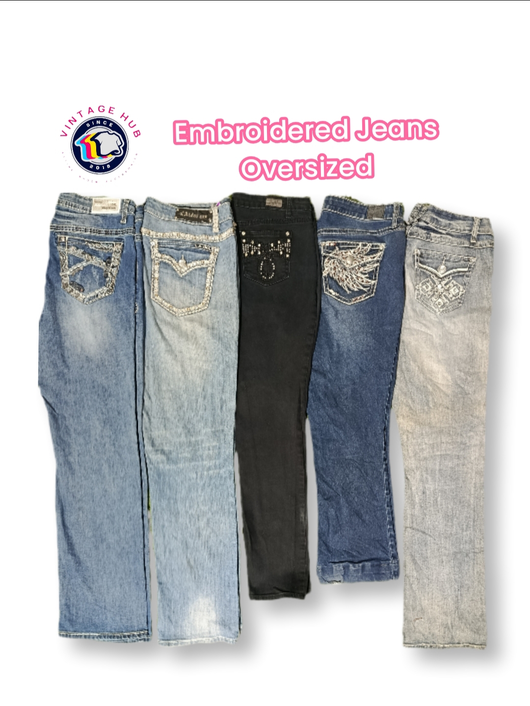 Embroidered Jeans Oversized - VH03