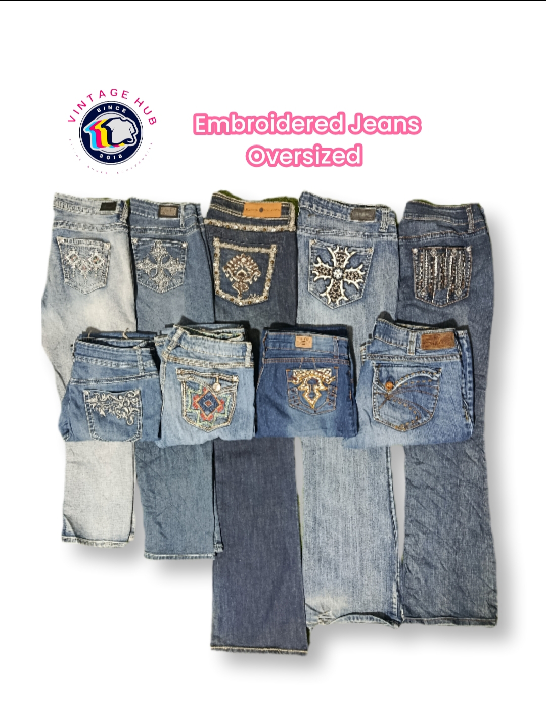 Embroidered Jeans Oversized - VH04
