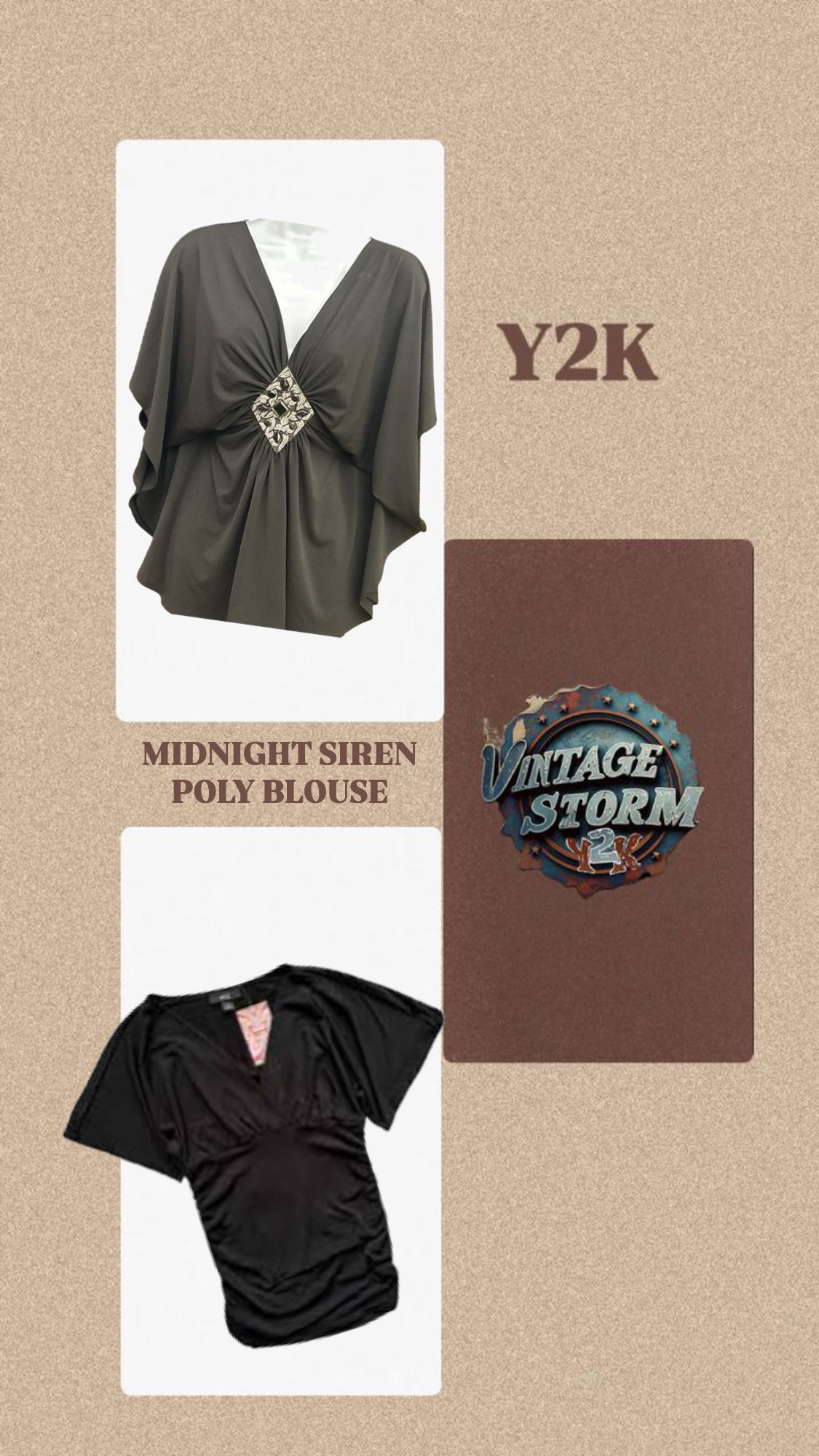 Y2K Midnight Siren Poly Bluse