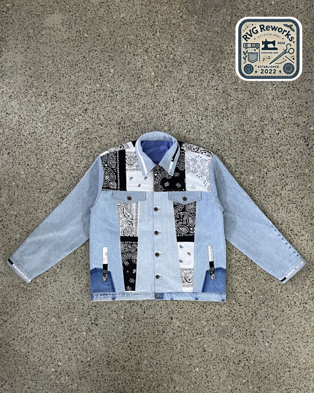 Upcycled Bandana Panel Denimjacke