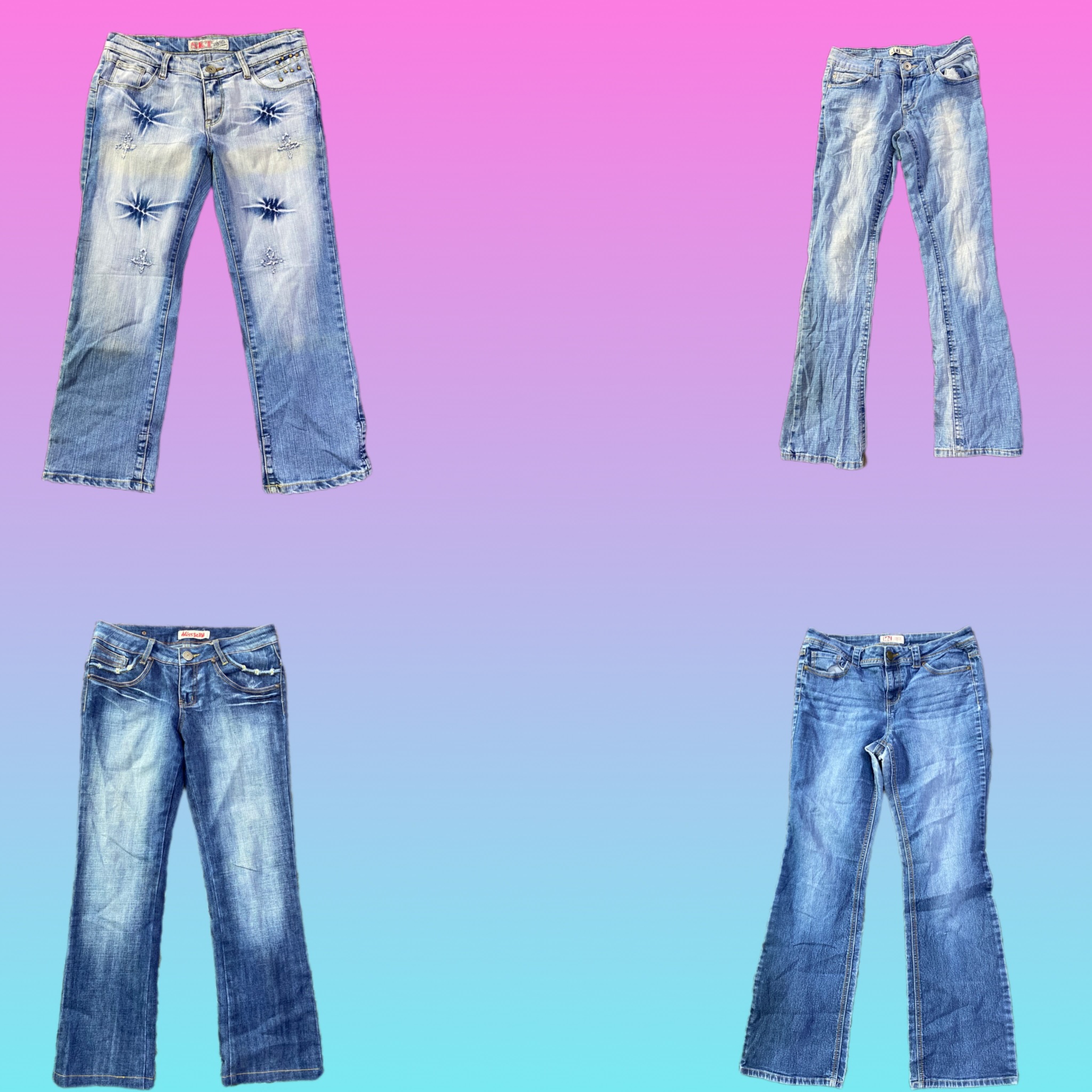 Y2K Unique denim flare jeans (TS-023)