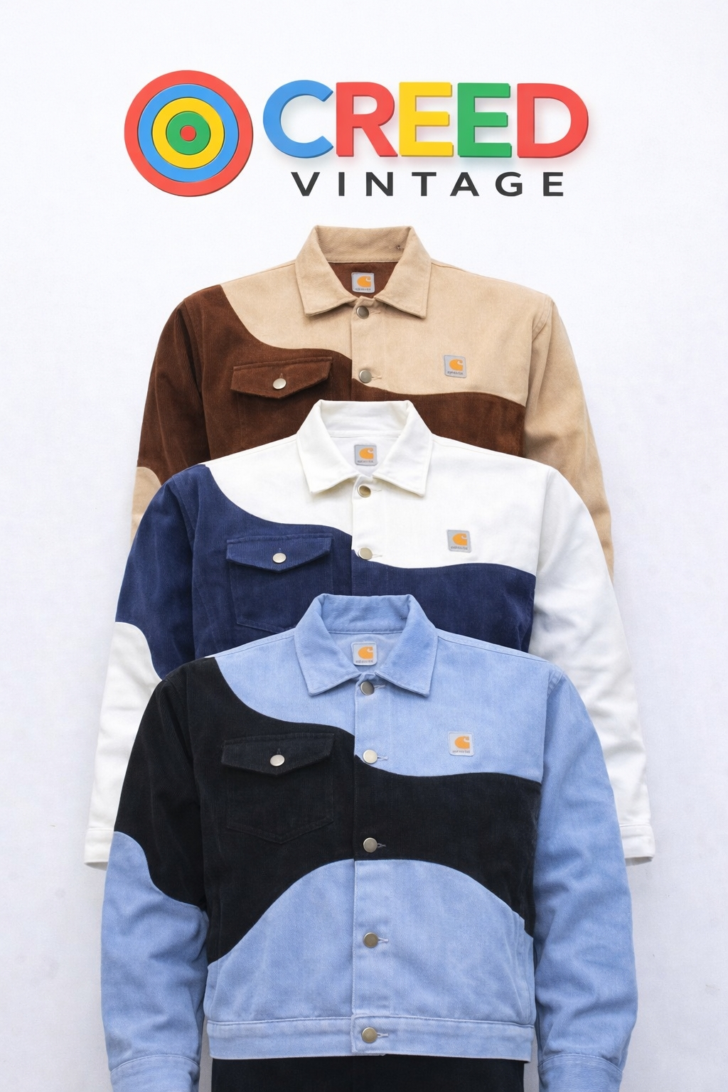 CR1173  Upcycled Wave-Panel Corduroy Jacket