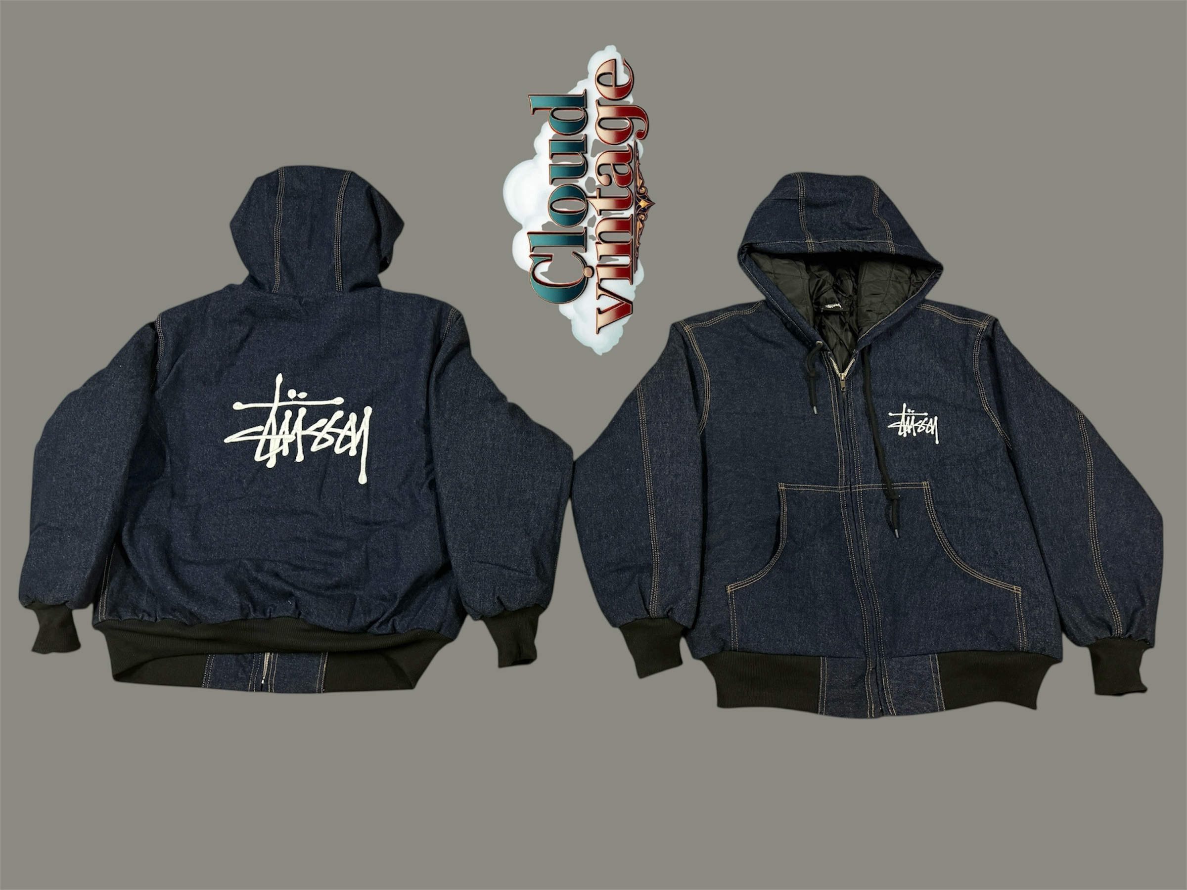 Rework-Stil Stussy Hoodie-Jacke