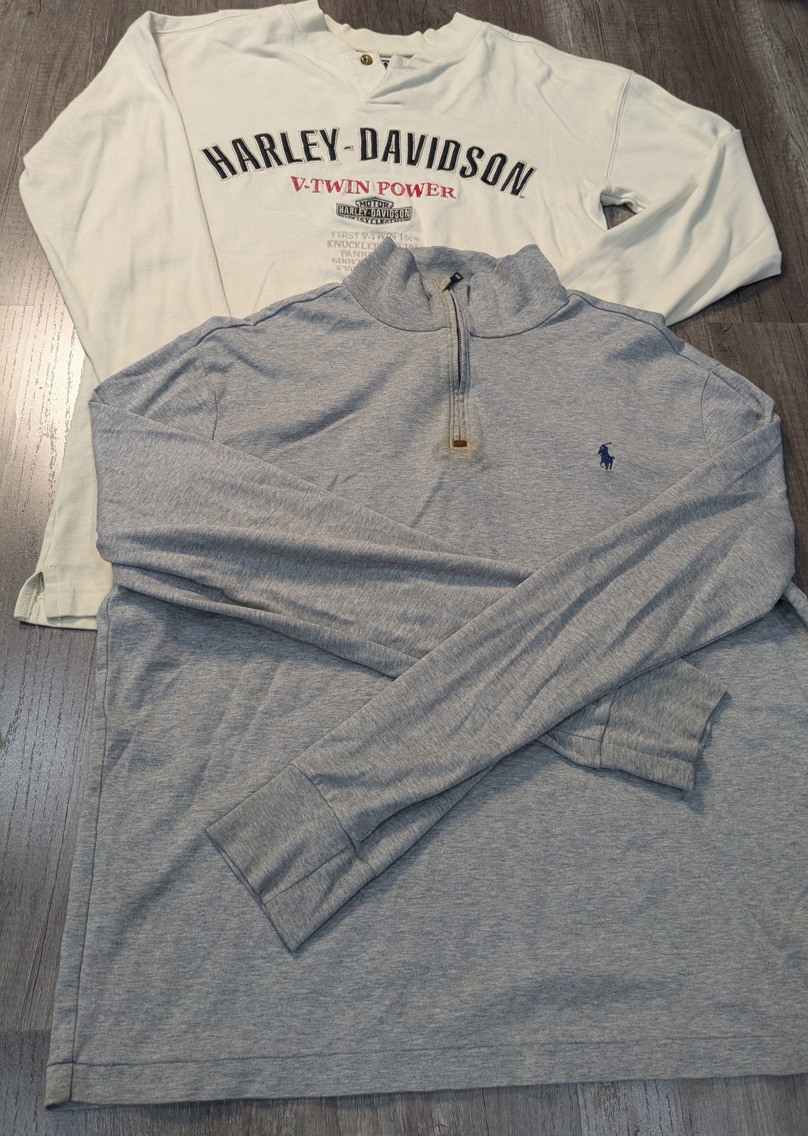 3306 - Harley, Ralph Lauren, Tommy Hilfiger ¼ zip, T-shirts à manches longues