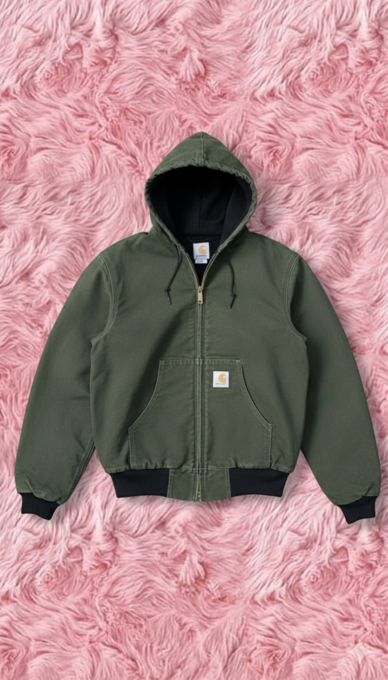 Carhartt rework style green hooded jackets