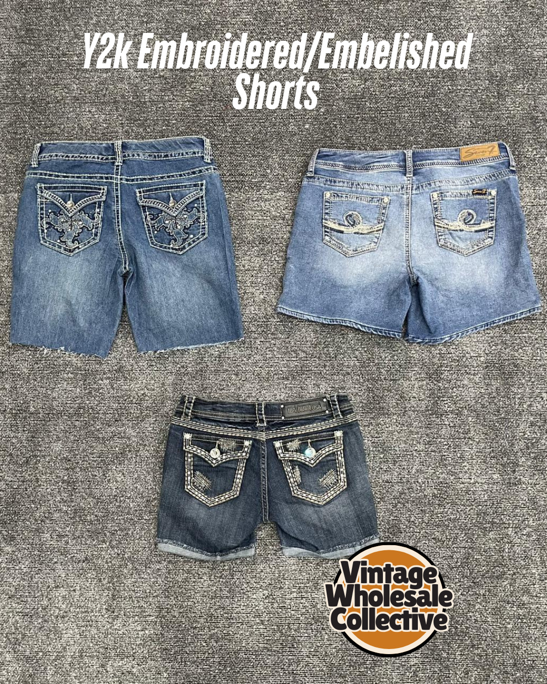 Y2K embroidered / embellished shorts - (26/01)