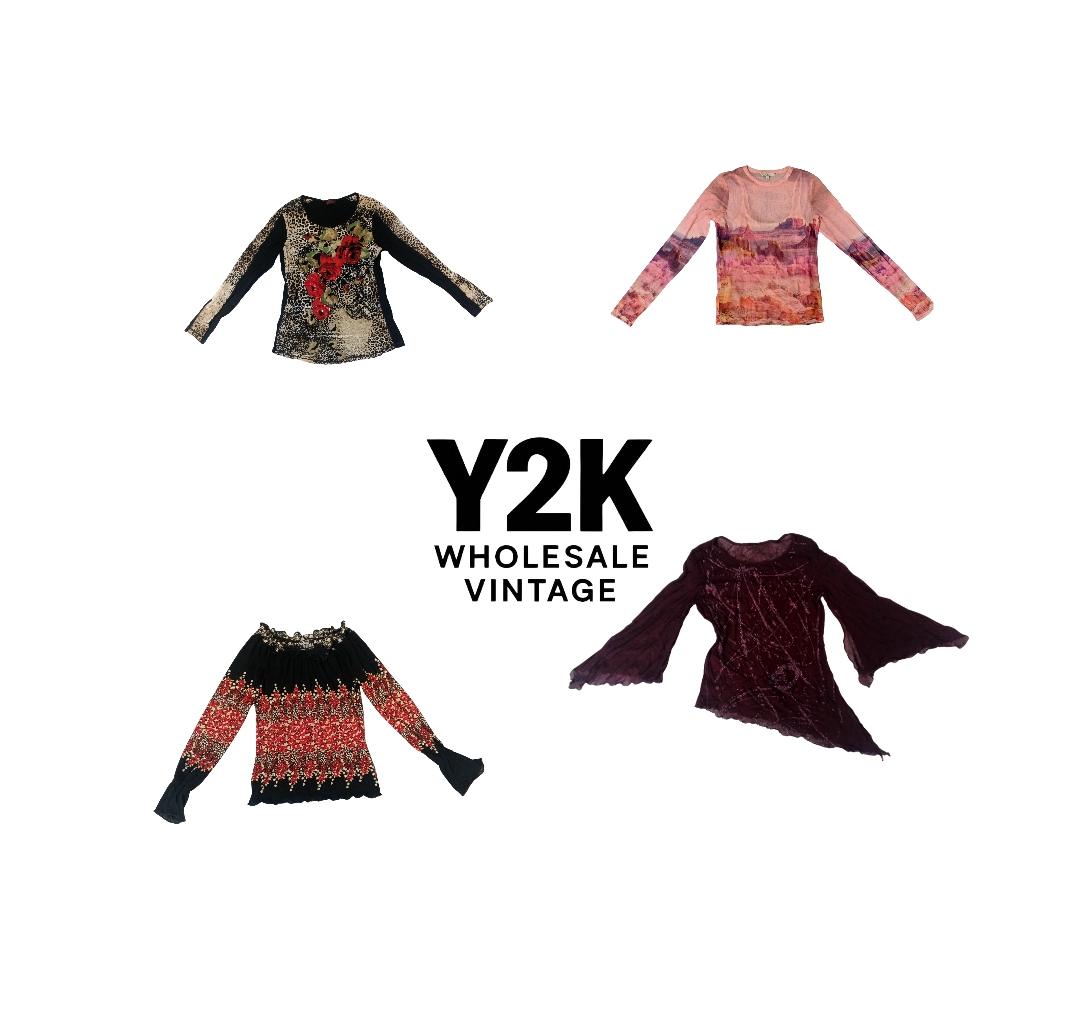 Y2K European Mesh Long sleeve Tops (YWV55)