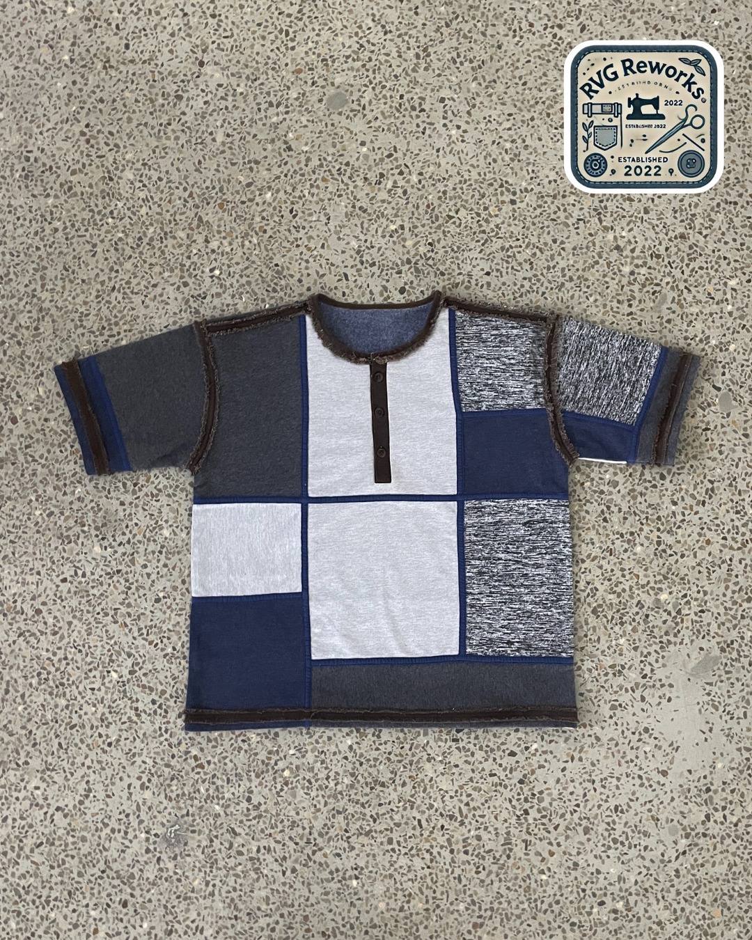 Upcycled Patchwork Henley Tee