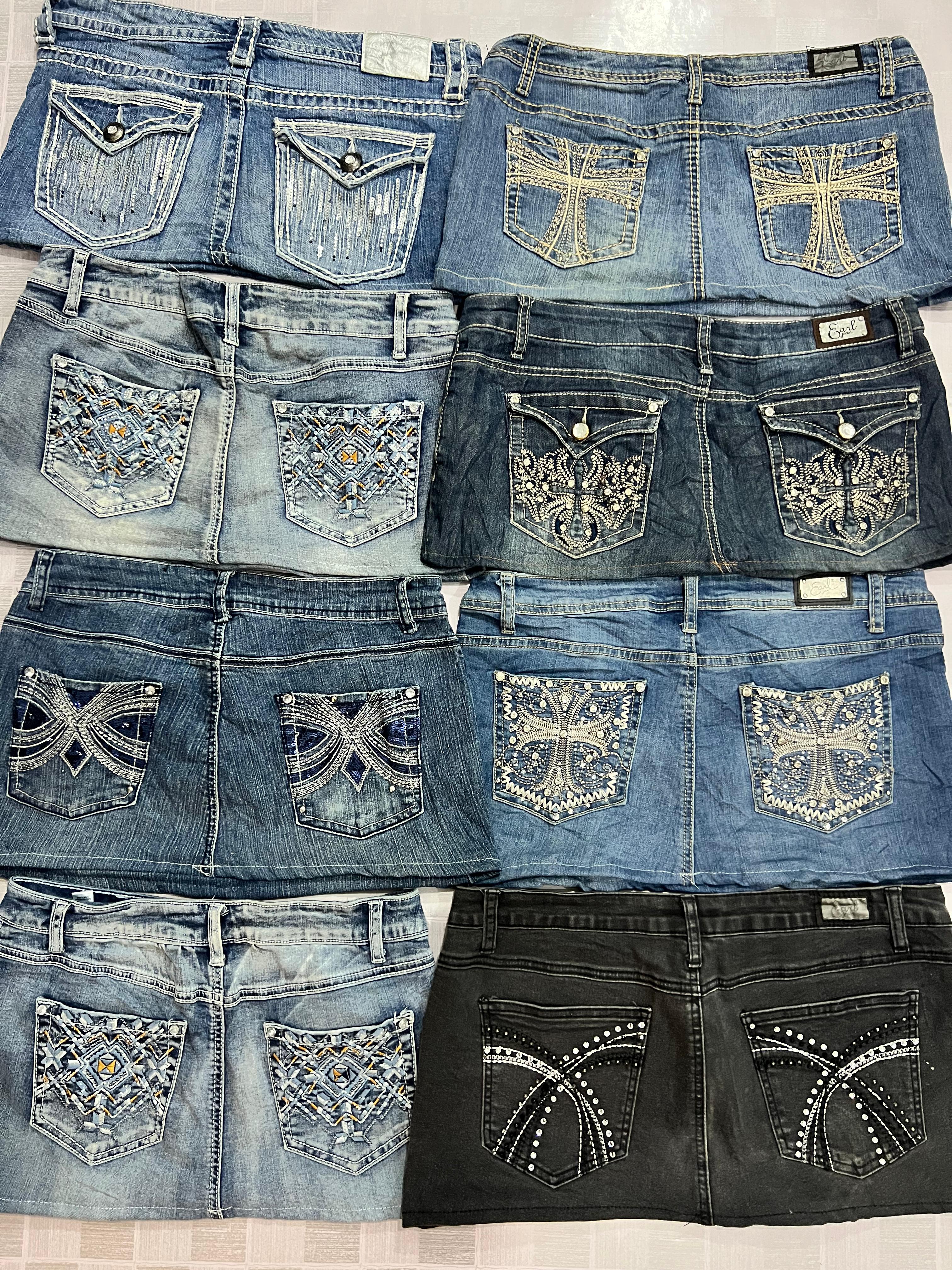 Jupes mini brodées pour femmes R377 upcyclées