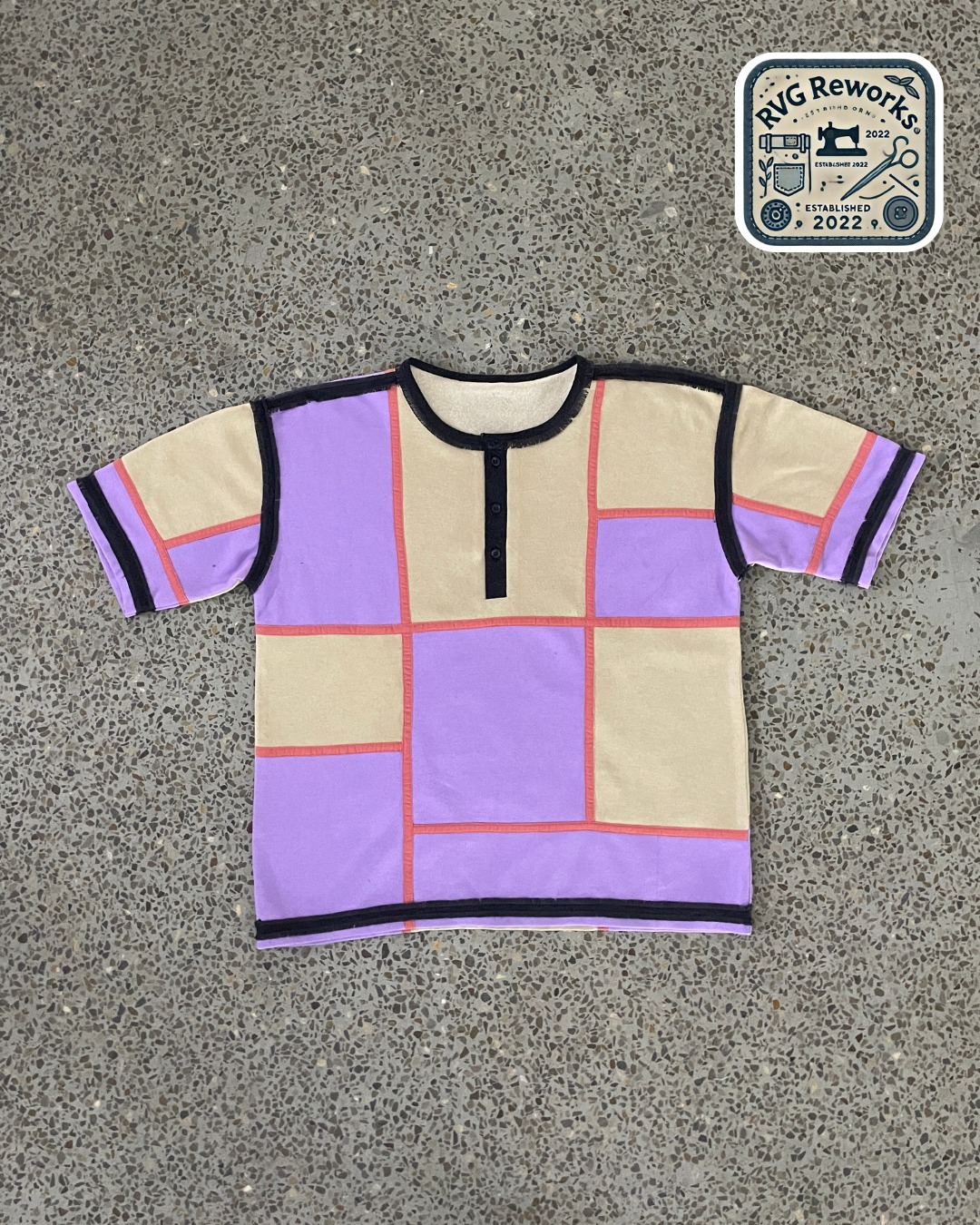 Upcycled Patchwork Henley Tee