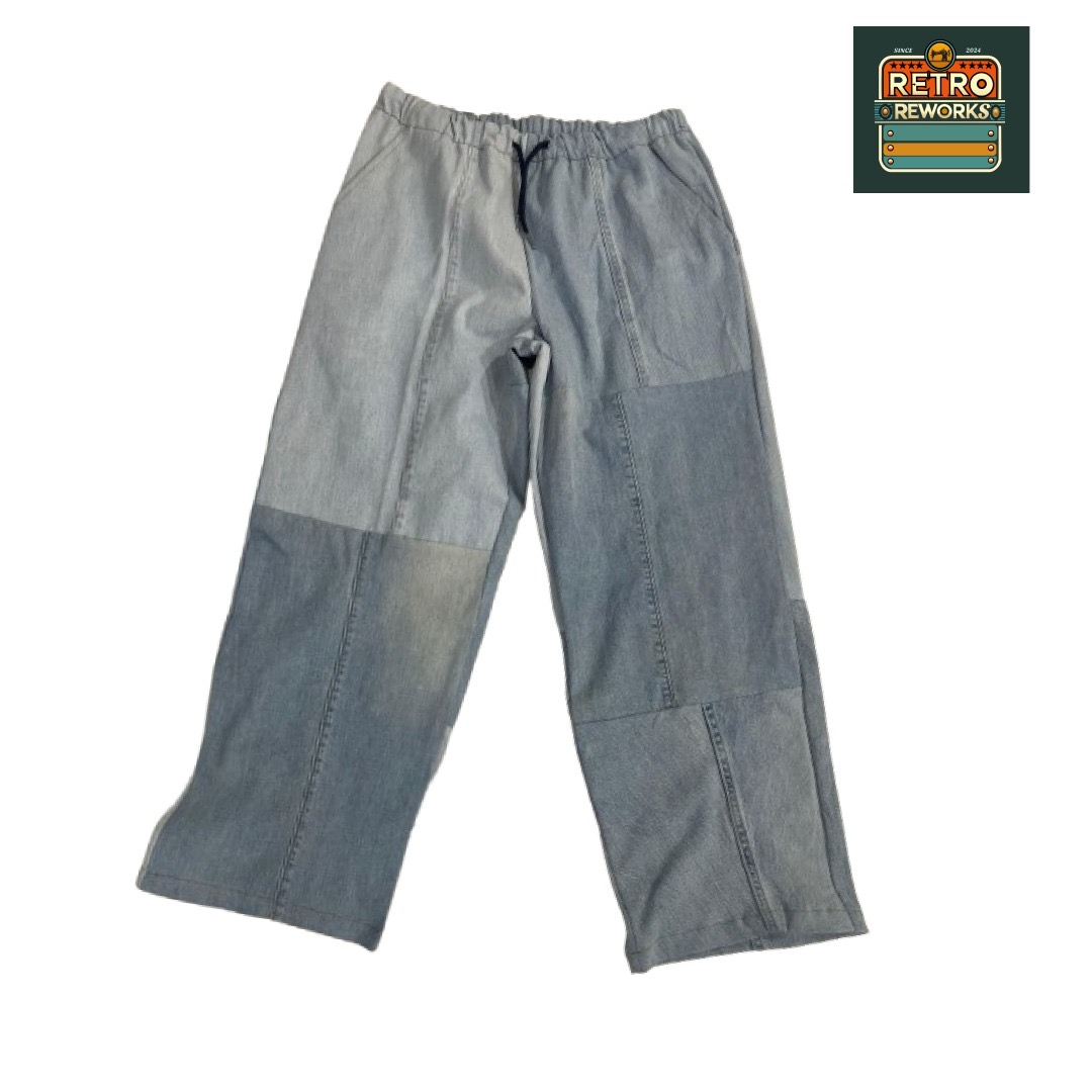 Pantalons en patchwork de denim recyclé