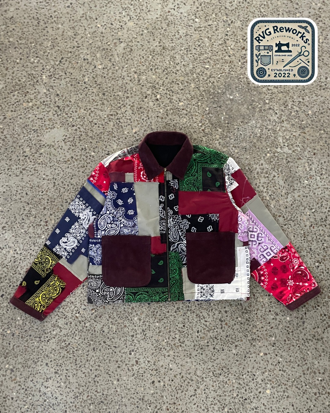 Veste en patchwork de bandana recyclé