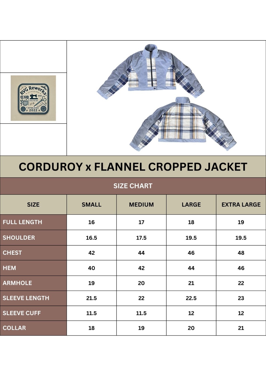 Veste courte en velours côtelé et à carreaux recyclés