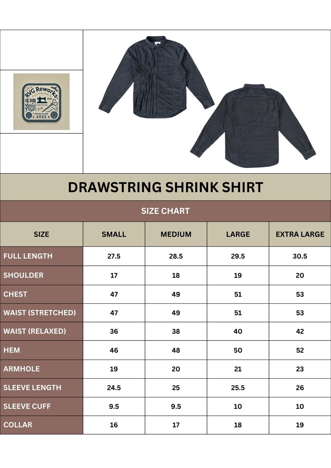 Upcycled Cinched Panel Check Shirt