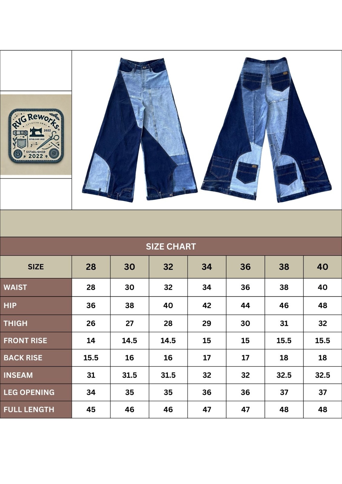 Pantalons en denim recyclé à l'envers