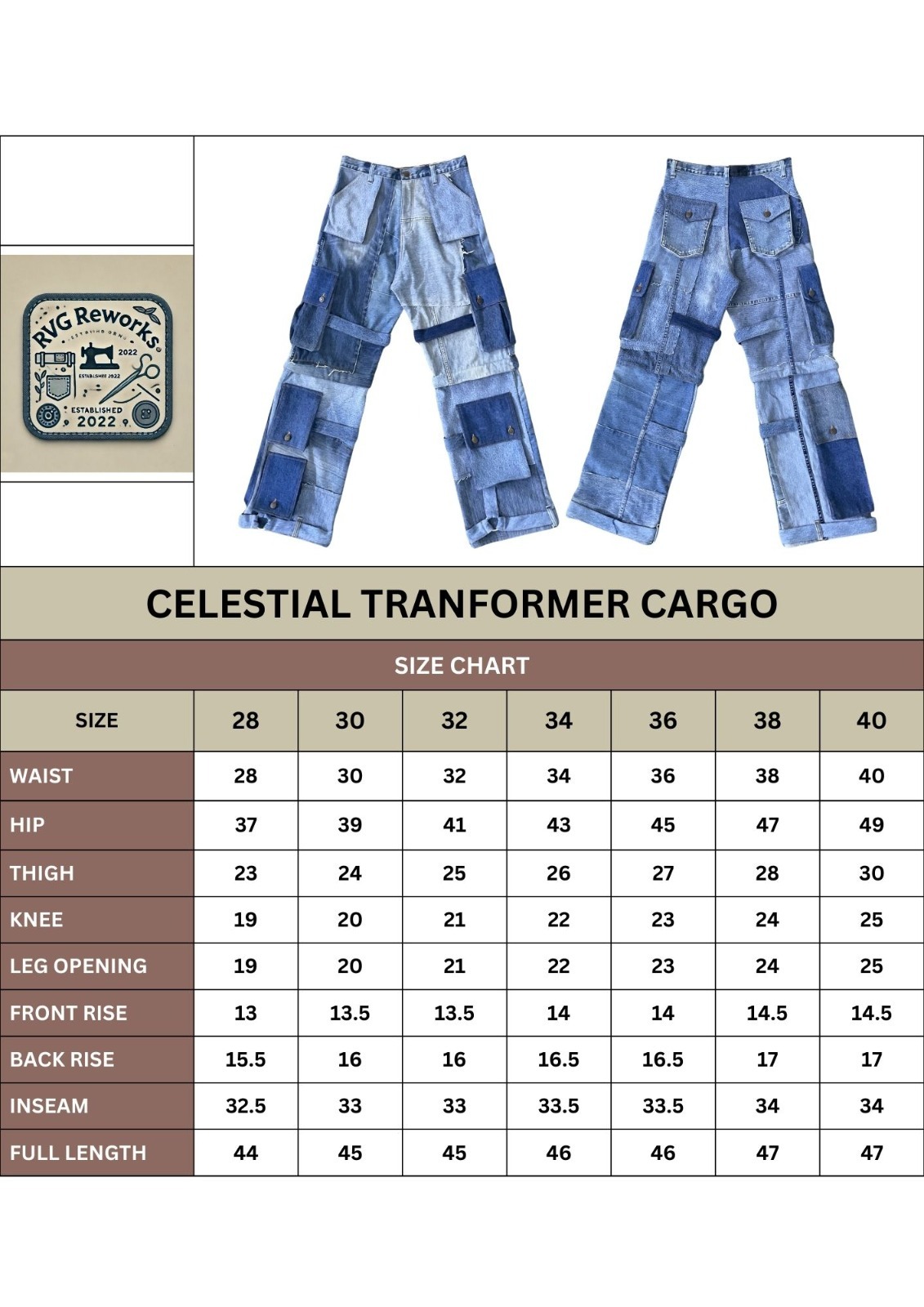 Pantalons cargo en denim recyclé