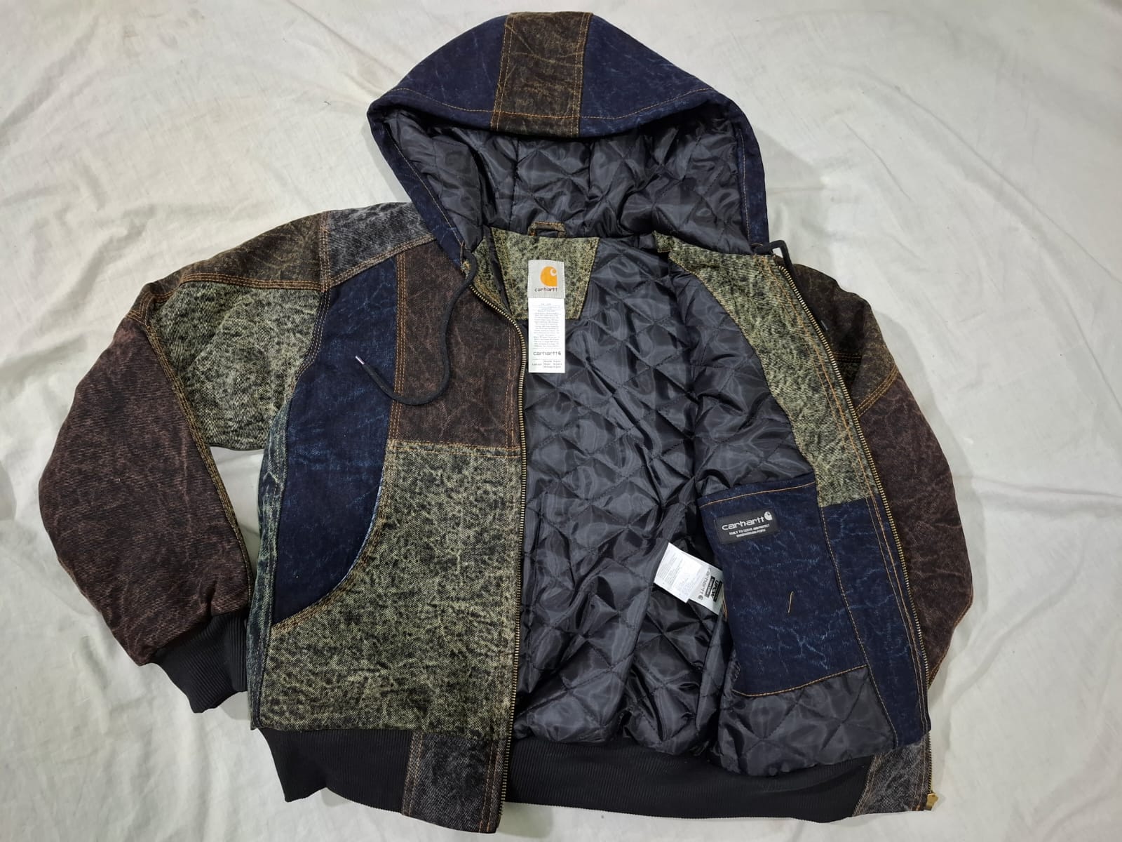 Rework Style Carhartt Acid washed patchwork Hooded.