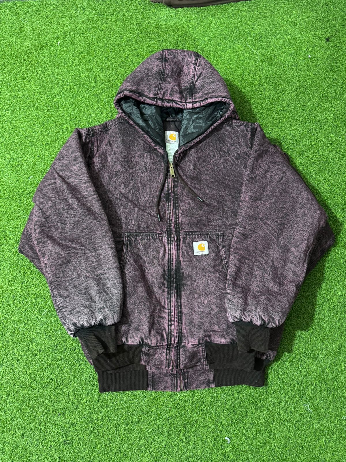 Rework Style Carhartt Burgandy Acid washed hooded