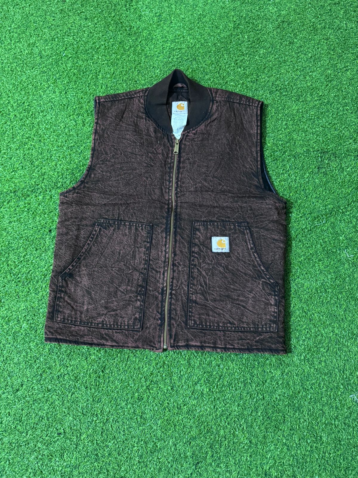 Rework Style Carhartt Burgandy Acid washed Gilet.
