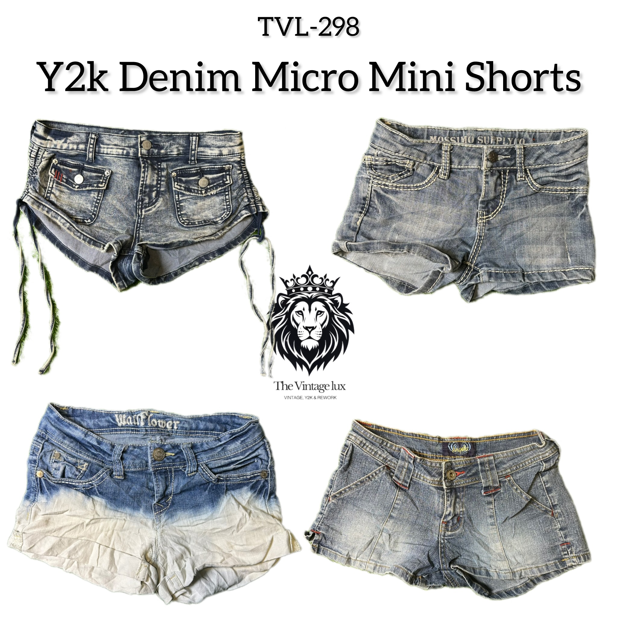 Y2K Denim Micro Mini Shorts (TVL-298)