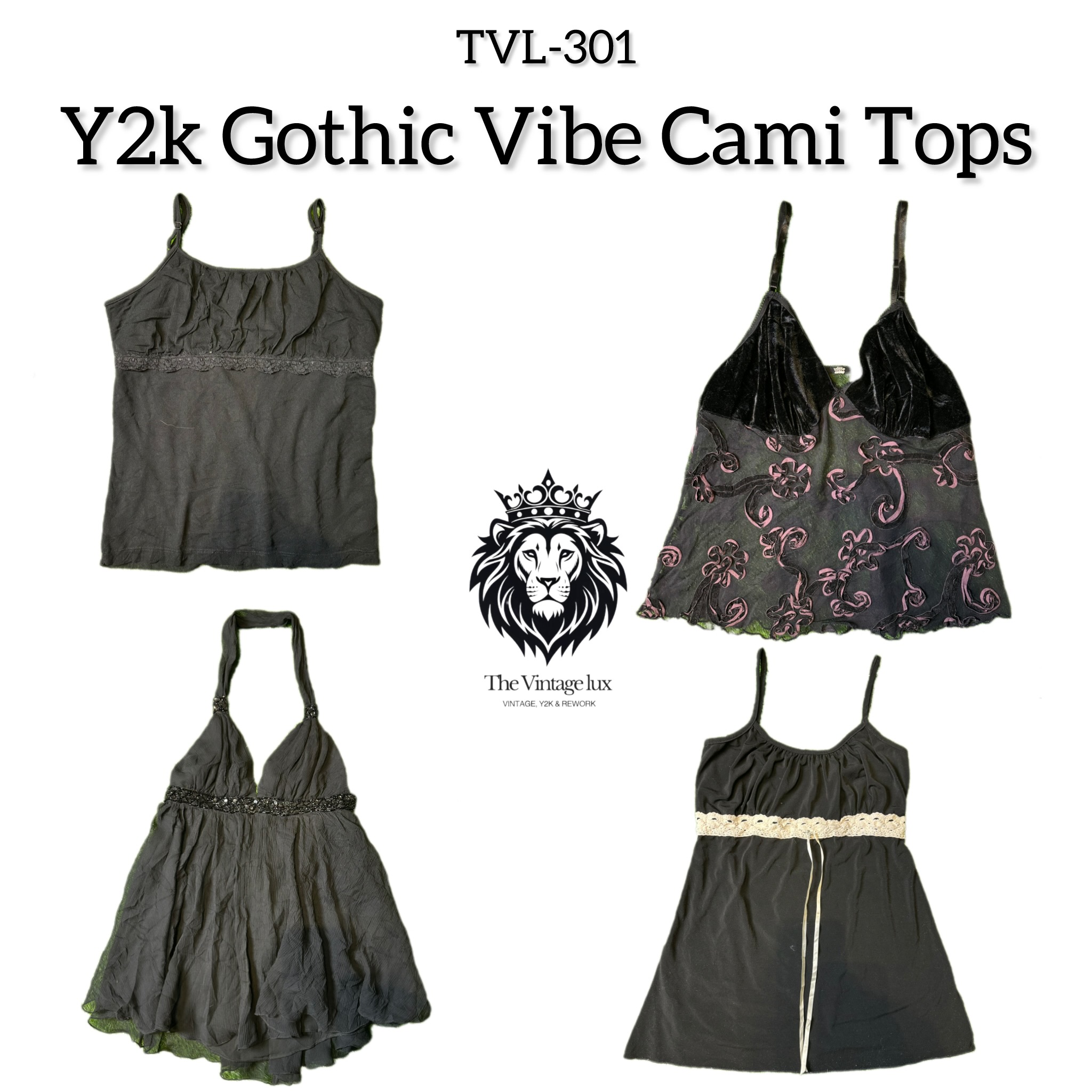 Y2K Gothic Vibe Cami Tops (TVL-301)