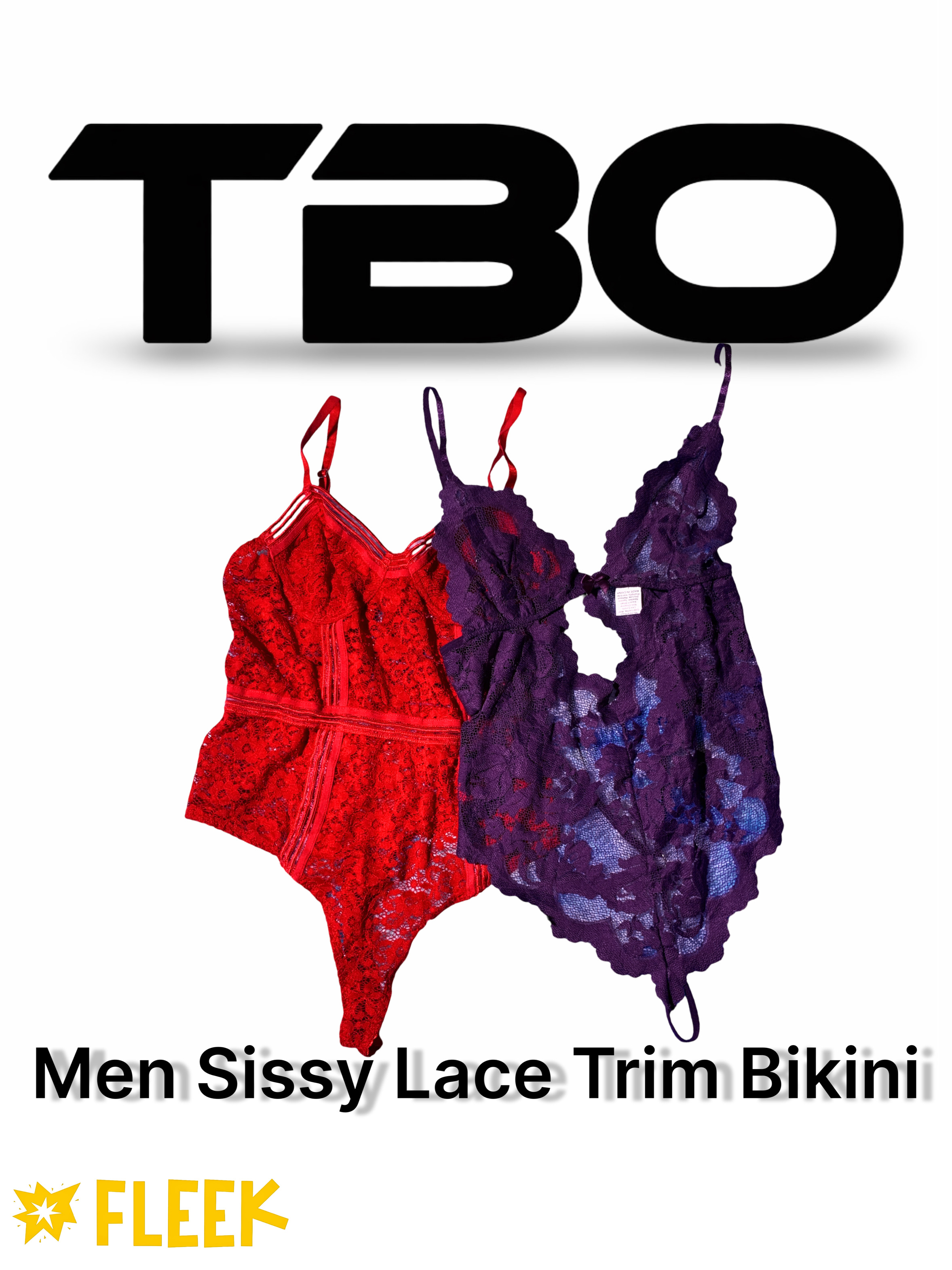 Men Sissy Lace Trim Bikni      (TBO-198)