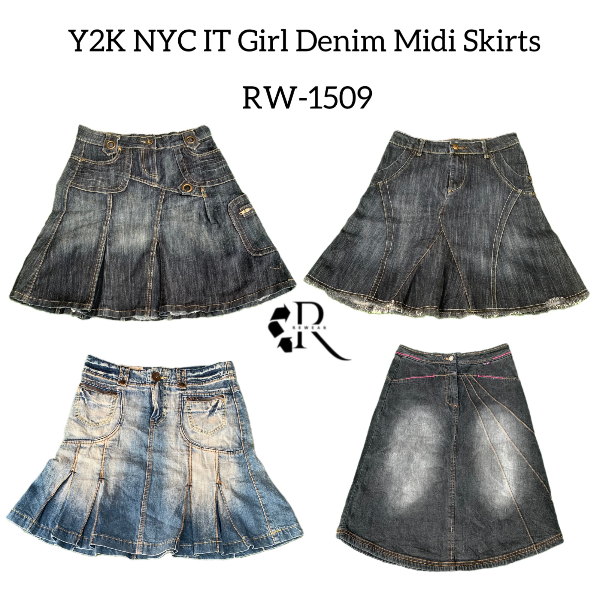 Y2K NYC IT Girl Denim Midi Skirts RW-1509