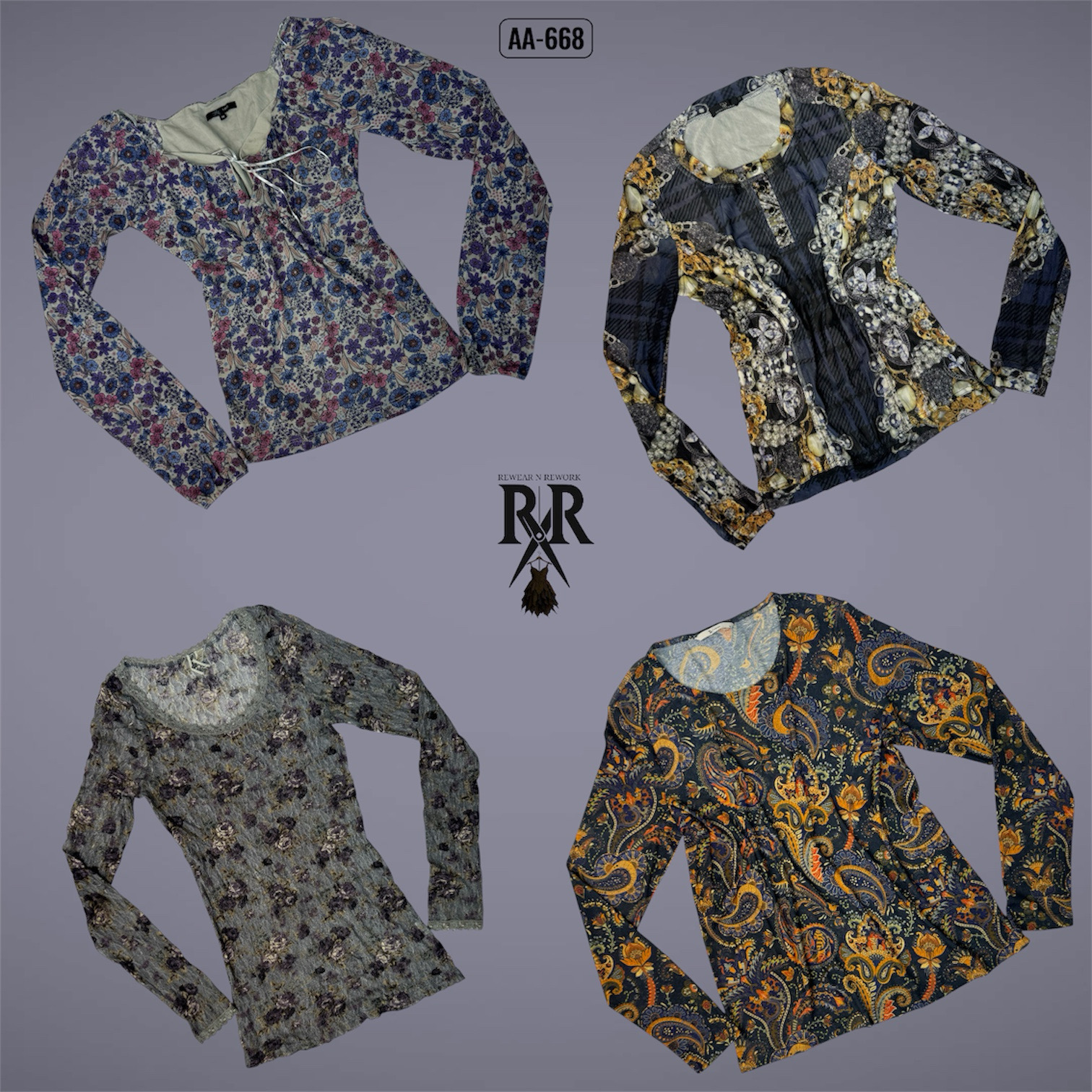Y2K Blue Hour Grunge Mix Full Sleeve Tops (AA-668)