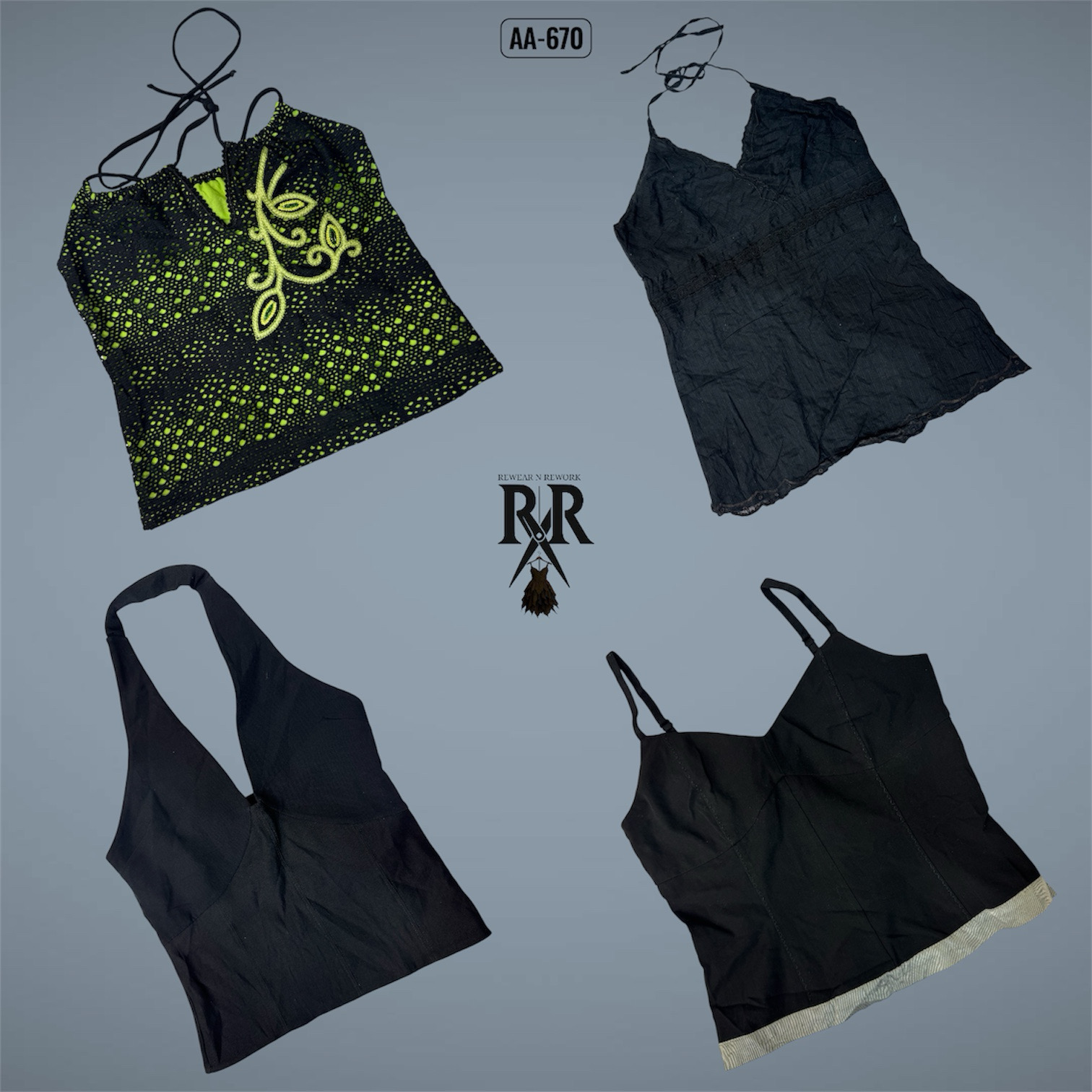 Y2K Black Gothic Cami Tops (AA-670)