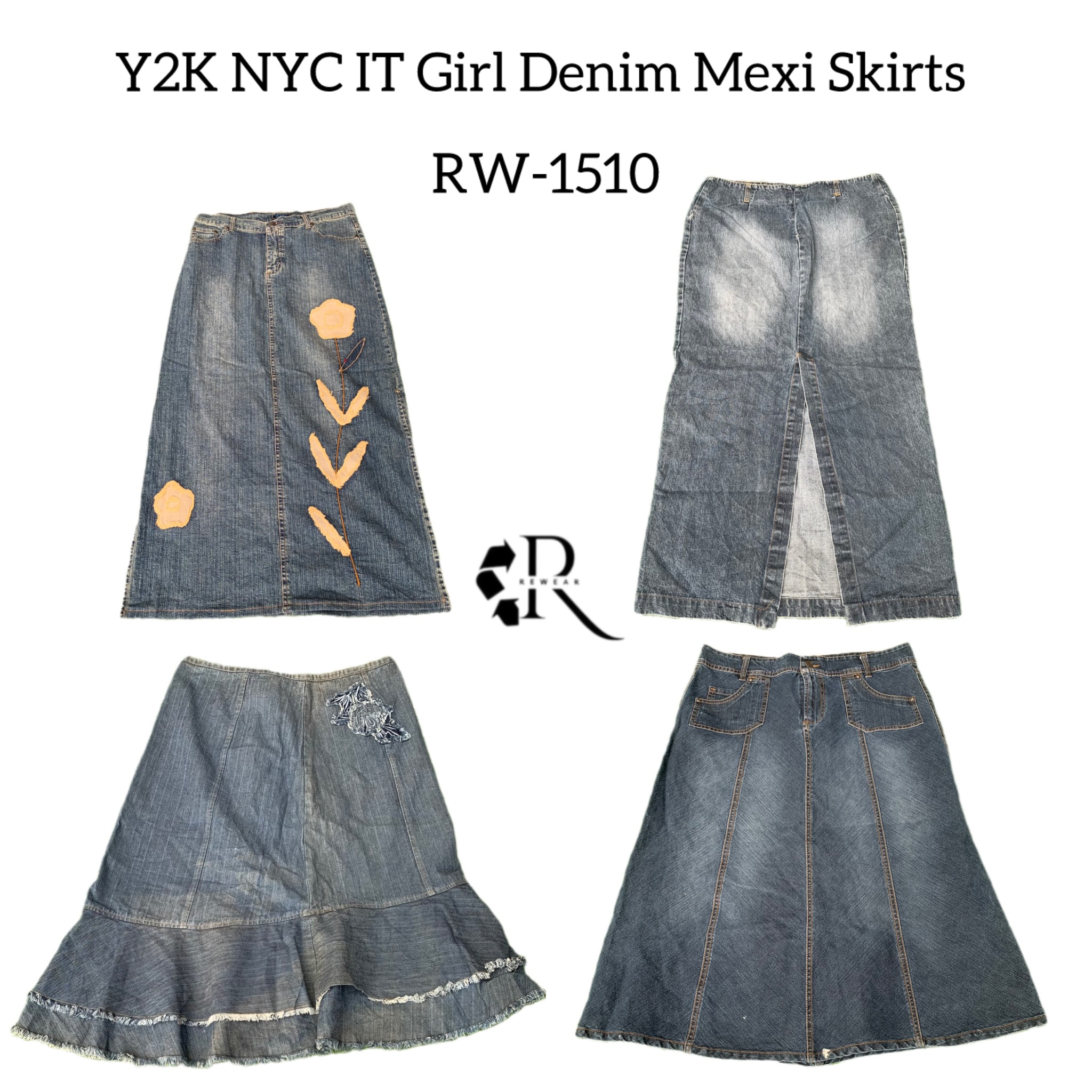 Y2K NYC IT Girl Denim Maxi Skirs Rw-1510