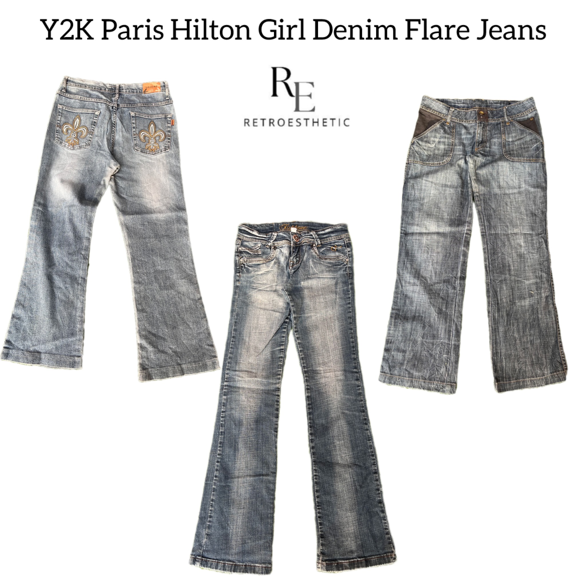 Y2K Paris Hilton Girl Denim Flare jeans RE-2753