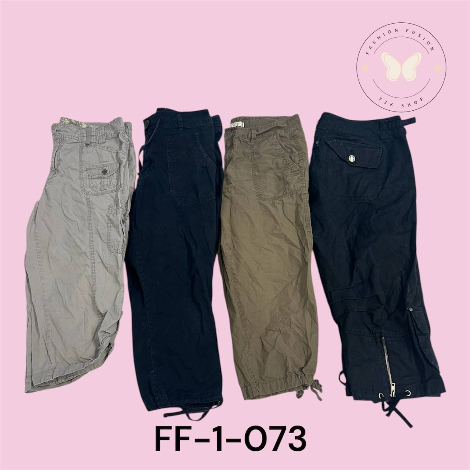 Casual Cargo Capri Pants with Pockets (FF-1-073)
