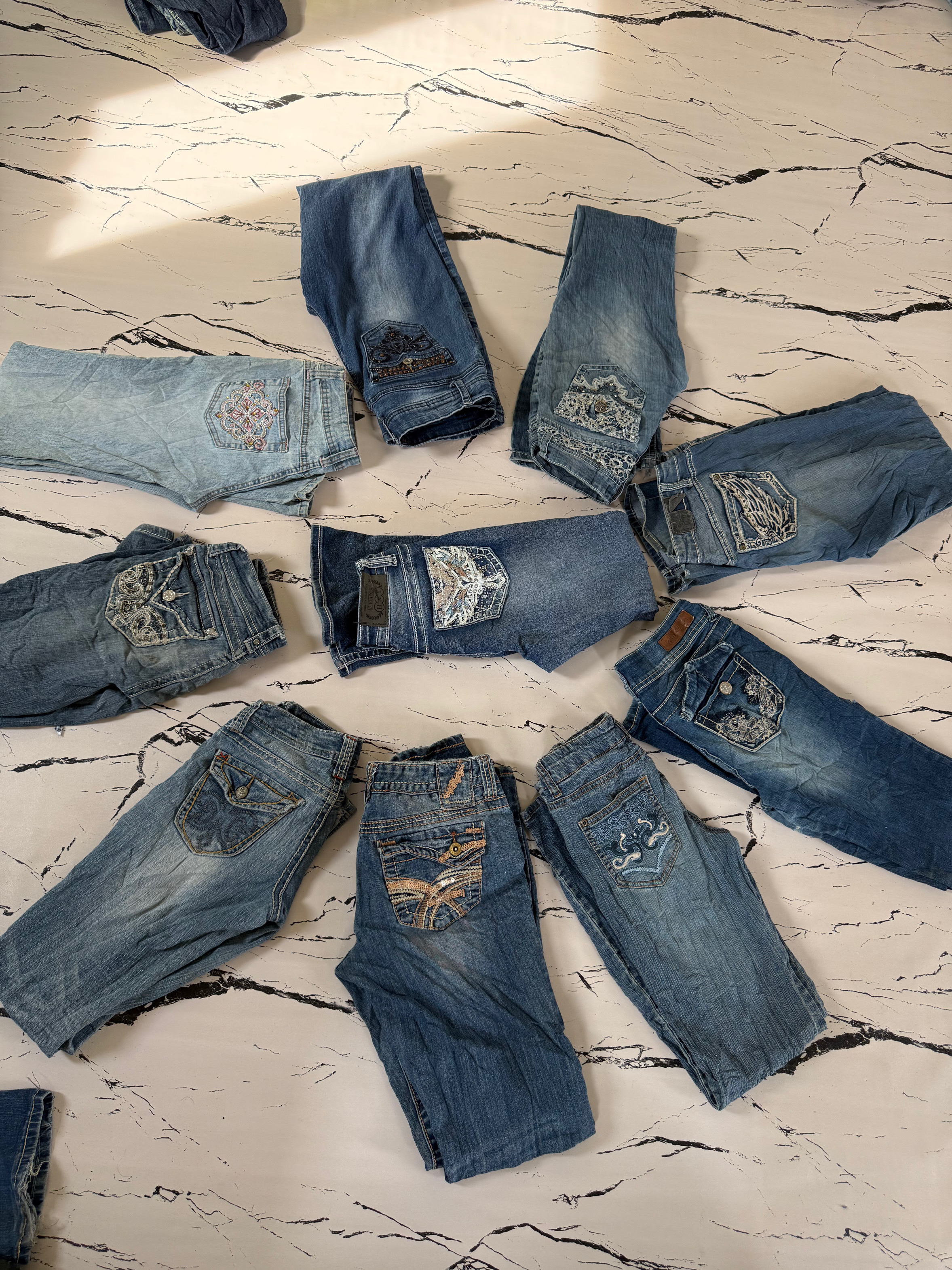 Y2k flare embroidery jeans id 15