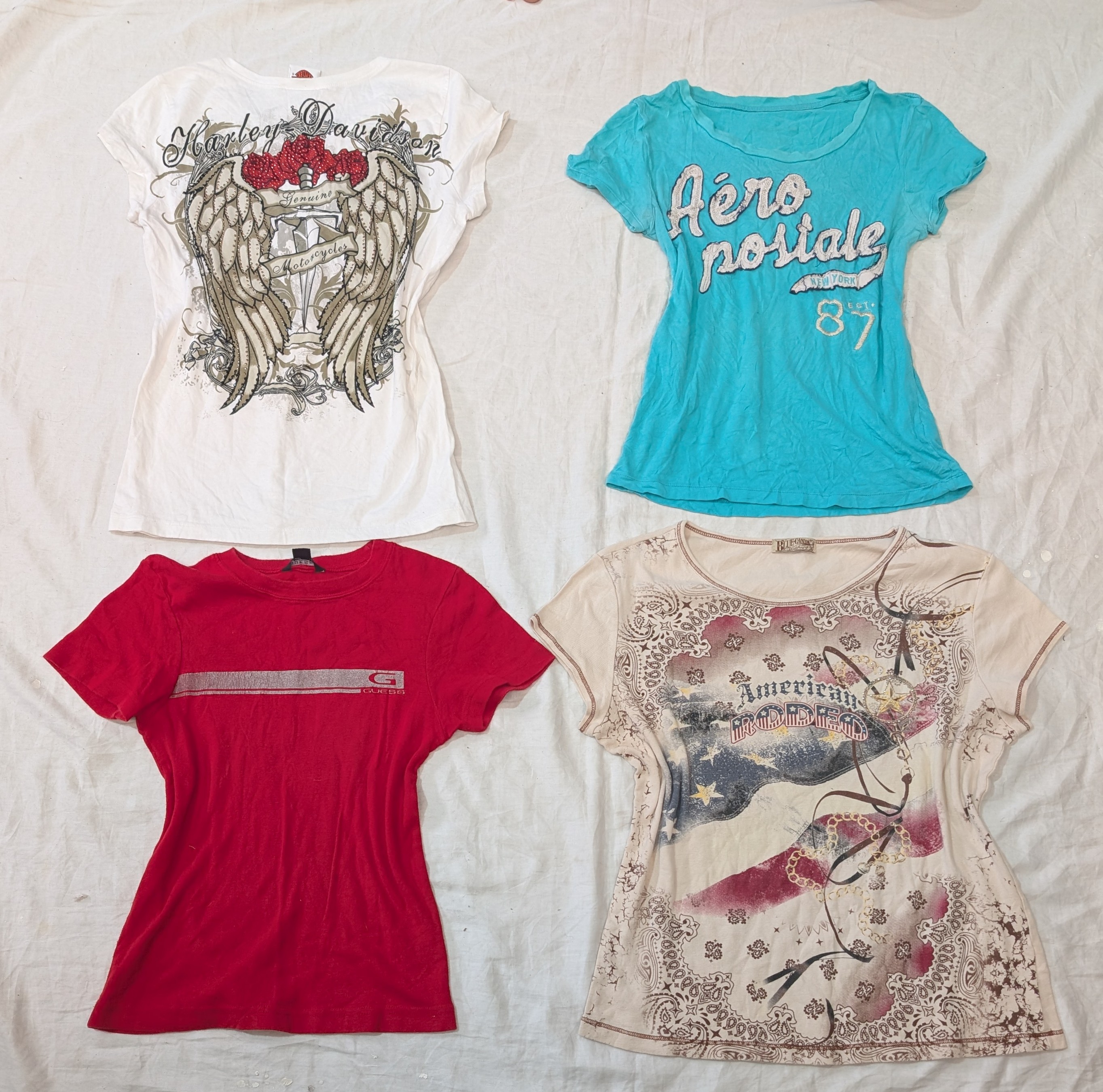 DESIGNER BABY TEE'S & Tank Top (Brands inculoaded) Harley Davidson, Guess, Aeropostale, Pink,etc