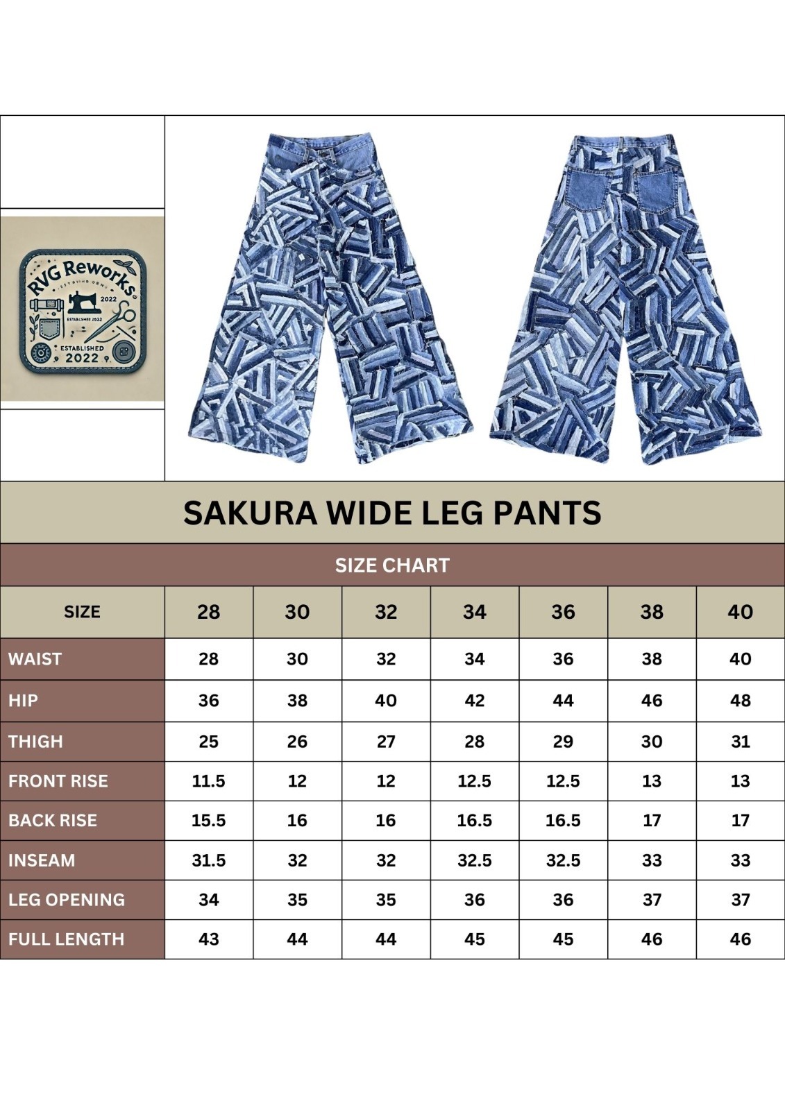 Upcycled Denim Stripped Wide-Leg Pants