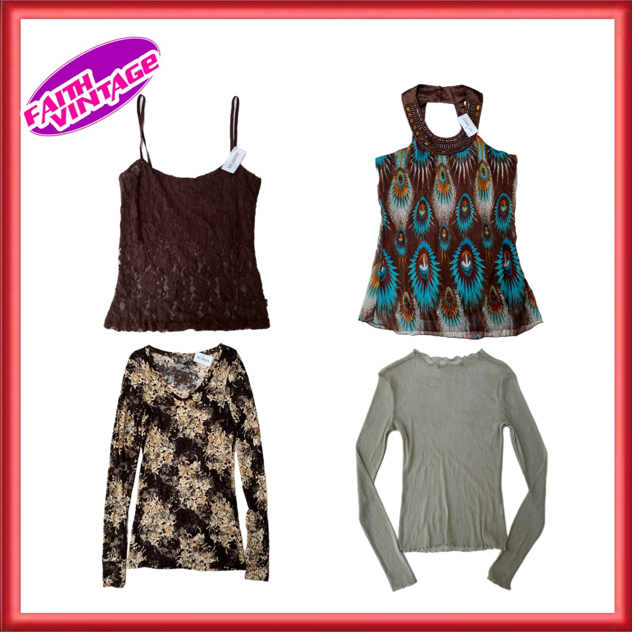 Altes charmantes braunes Mixkleid und Top-Bundle (FV-468)