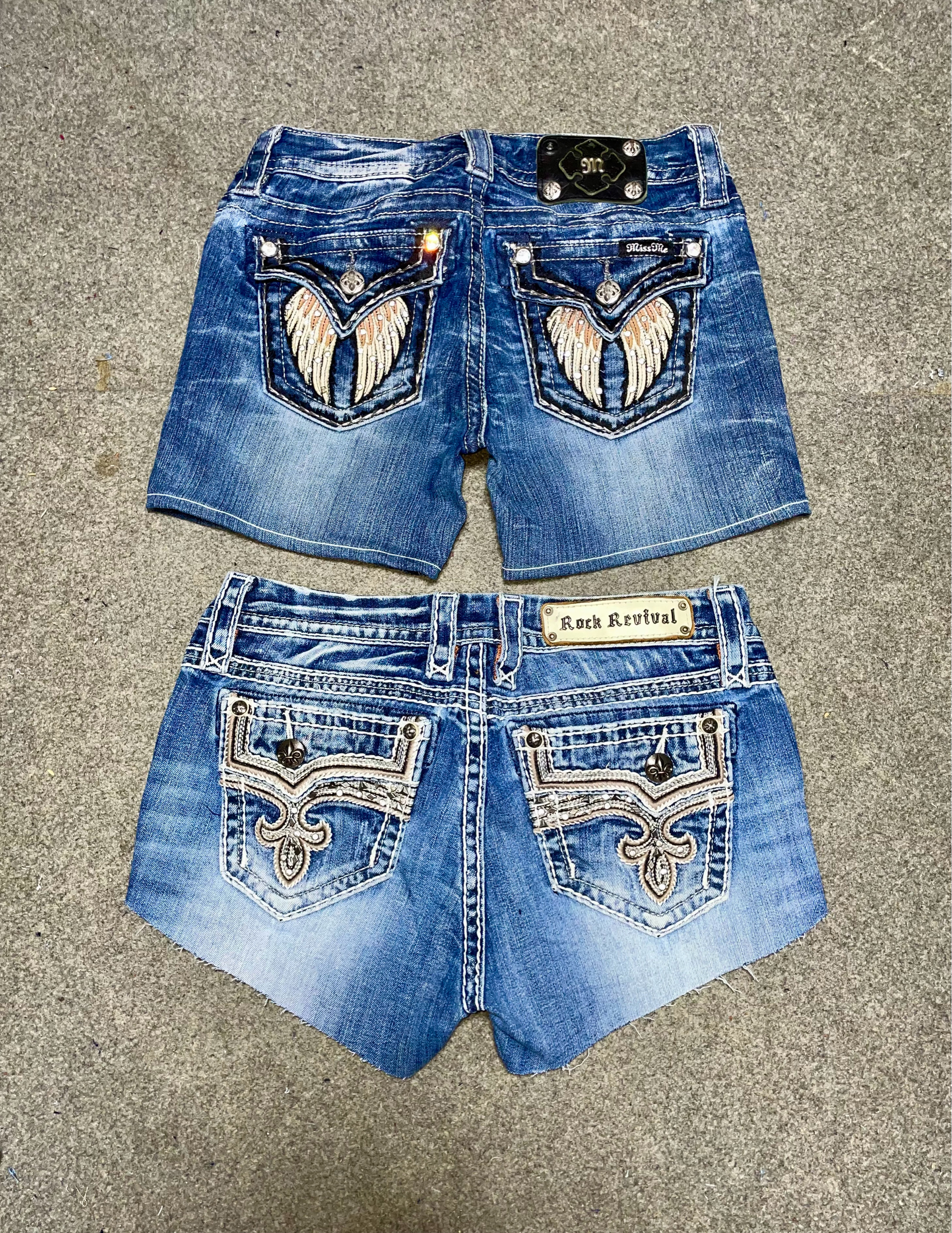Miss Me True Religion Rock Revival Shorts