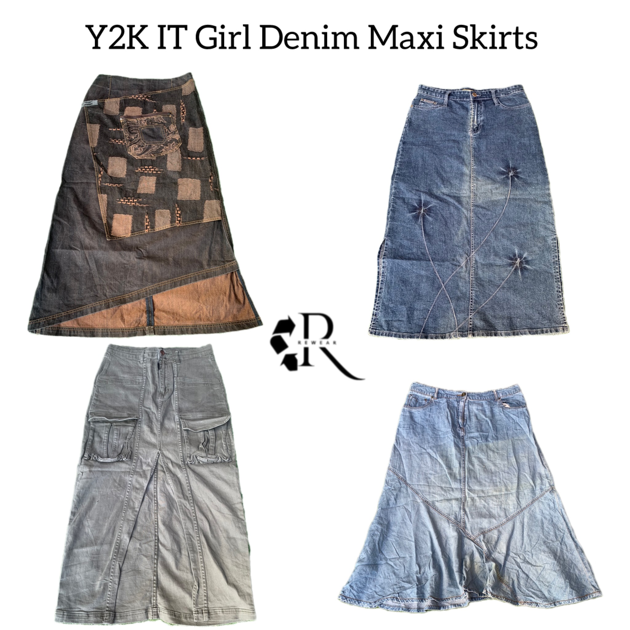 Jupes maxi en denim Y2K NYC IT Girl RW-1527