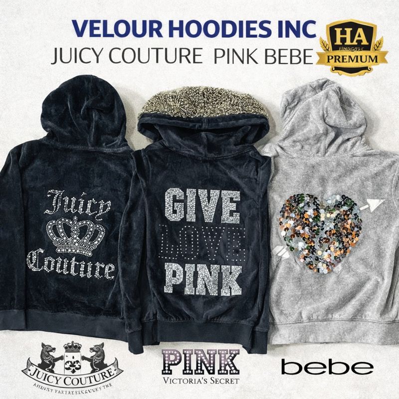 Premium Embellished Juicy Couture Hoodies Inc Pink