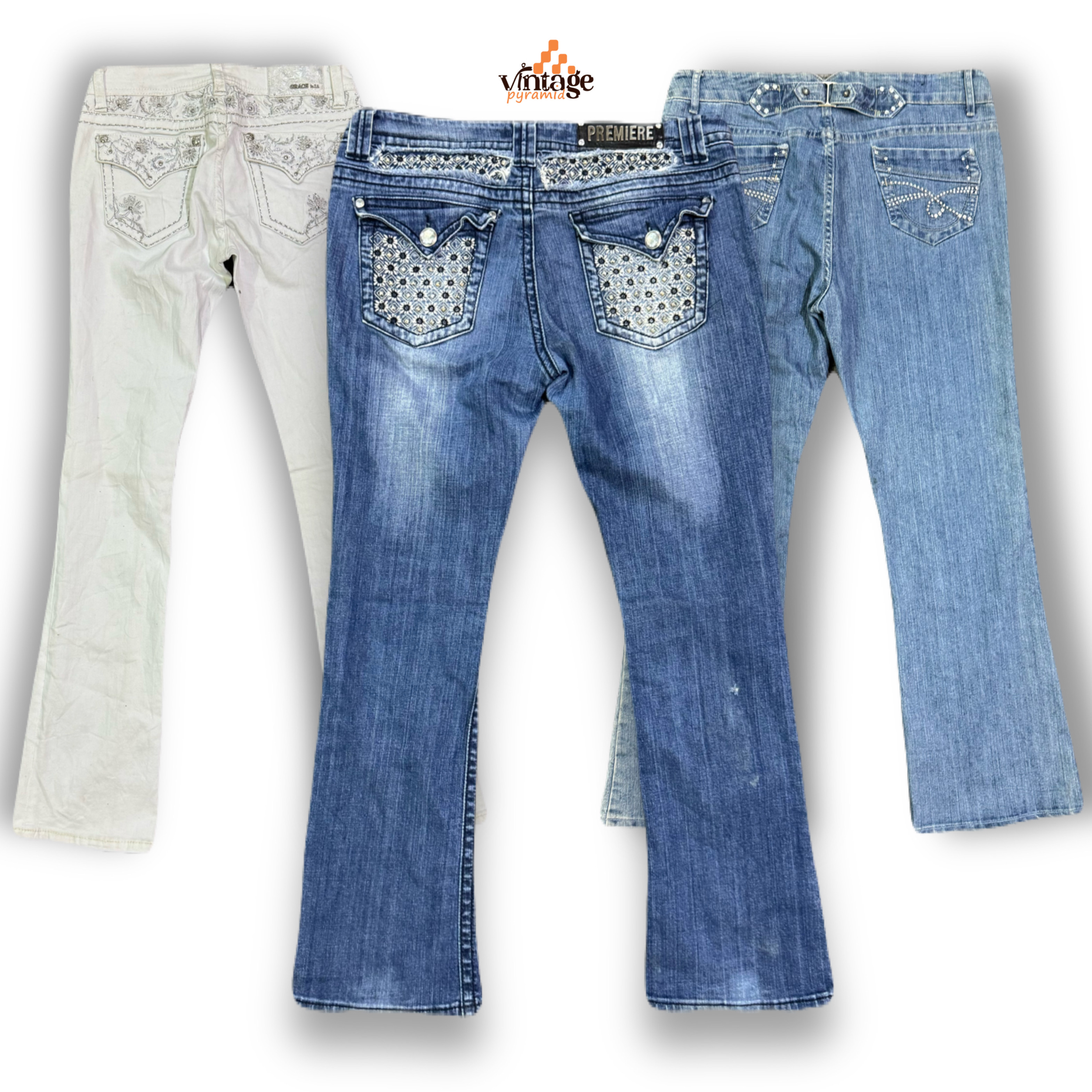 Y2K Flared,Bootcut Embellished Jeans